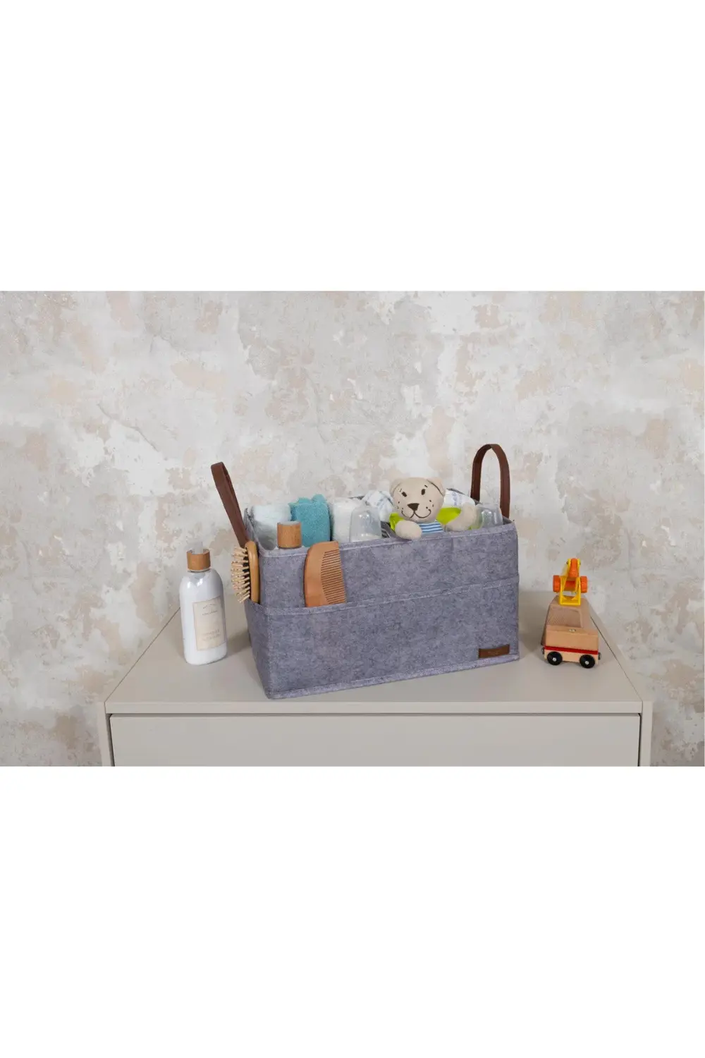 3 Gözlü Deri Şeritli Çok Amaçlı Düzenleyici Organizer Kutu Keçe S