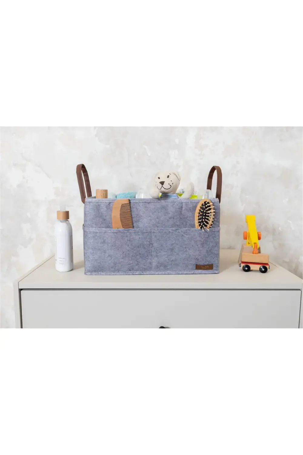 3 Gözlü Deri Şeritli Çok Amaçlı Düzenleyici Organizer Kutu Keçe S