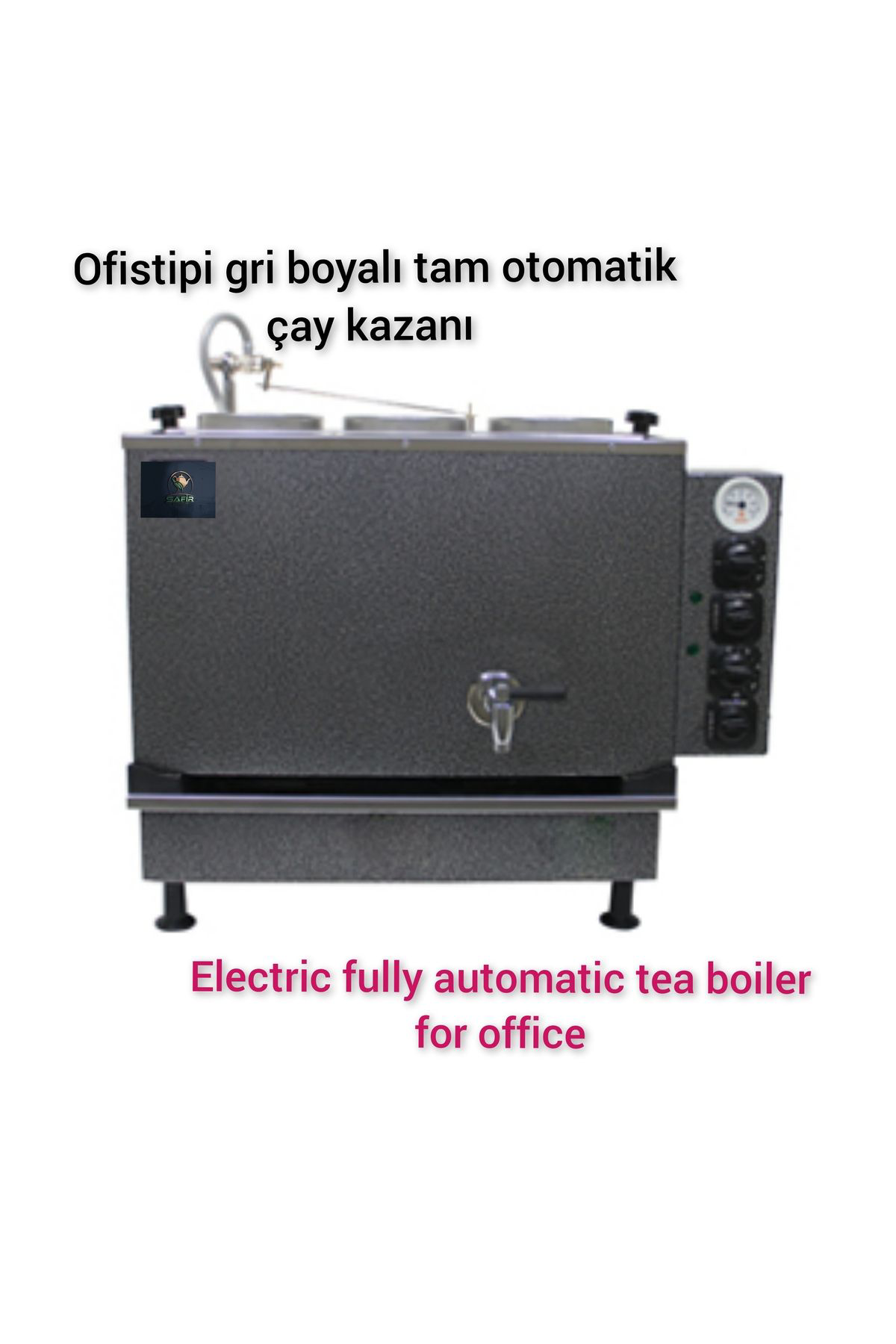 3 gözlü Gümüş Gri Boyalı Tam Otomatik Çay kazanı Ofistipi Çay Oca
