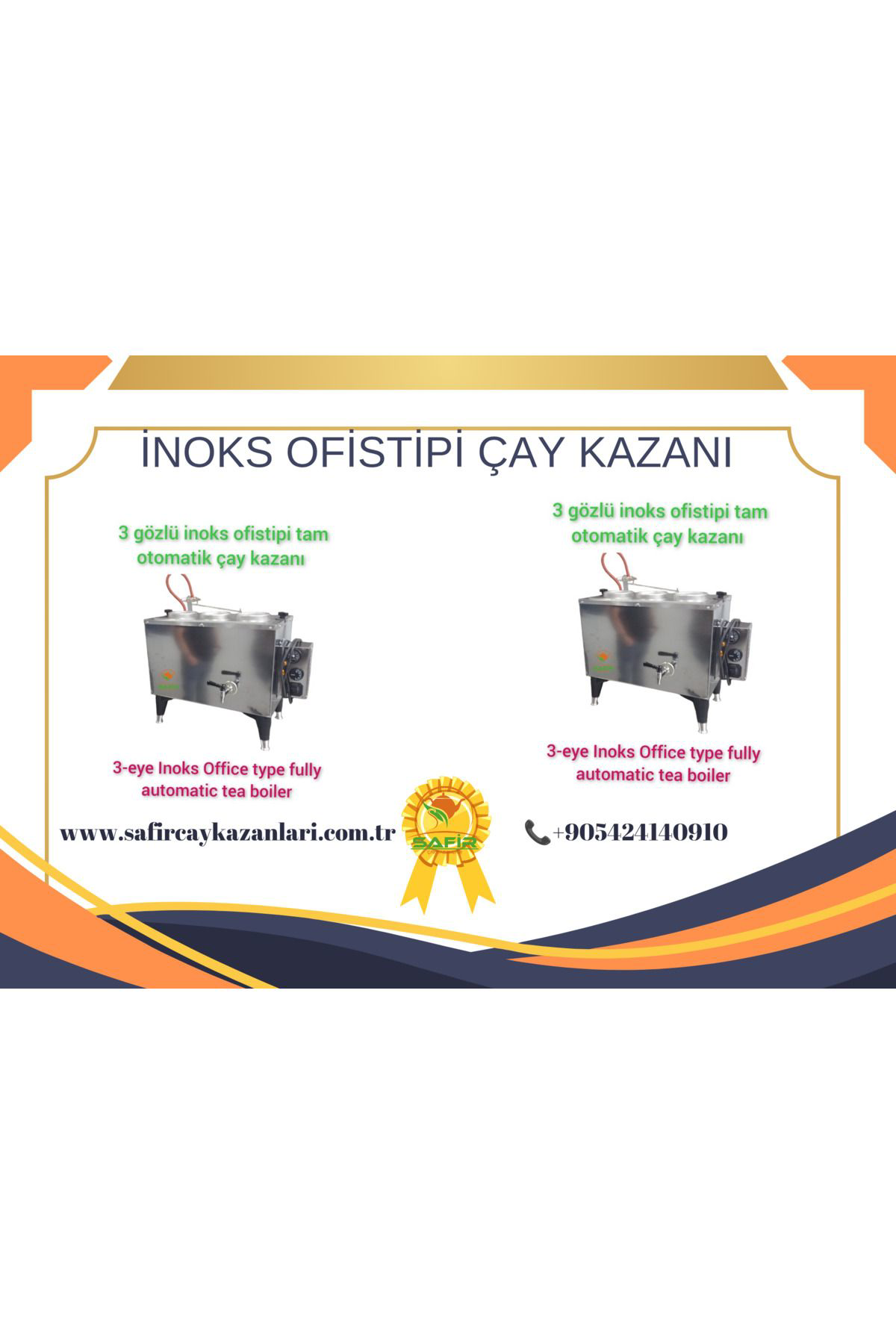3 Gözlü Inoks Bürotipi Çay Ocağı Inoks Ofistipi Çay Kazanı Elektr