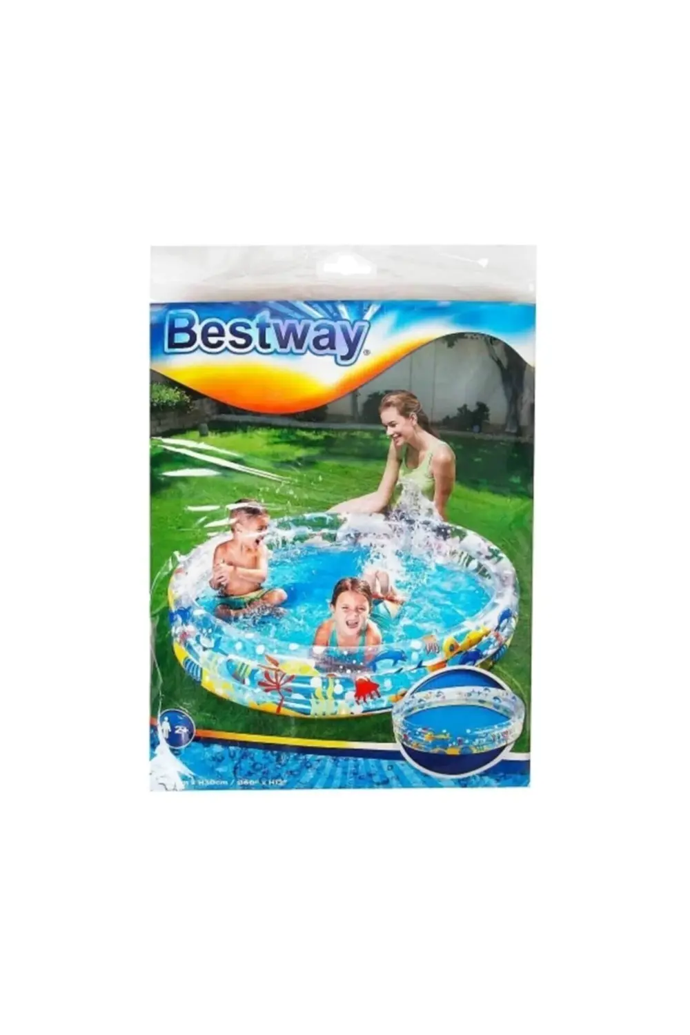 3 Halka Deniz Canlıları Desenli Yuvarlak Havuz