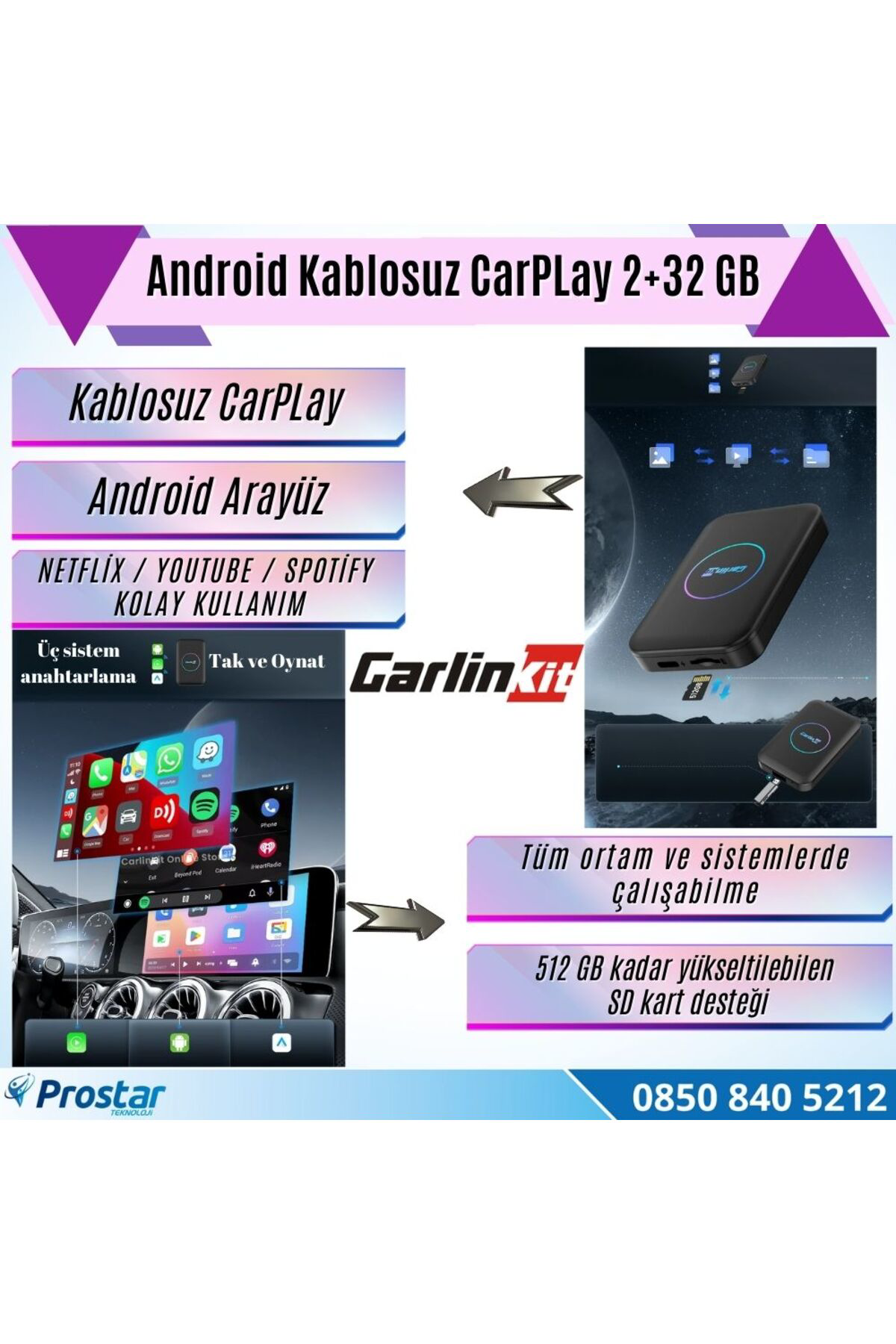 Carlinkit 3 İn 1  Cpc200 Tbox Lite Android 2 Gb 32 Gb Android Auto