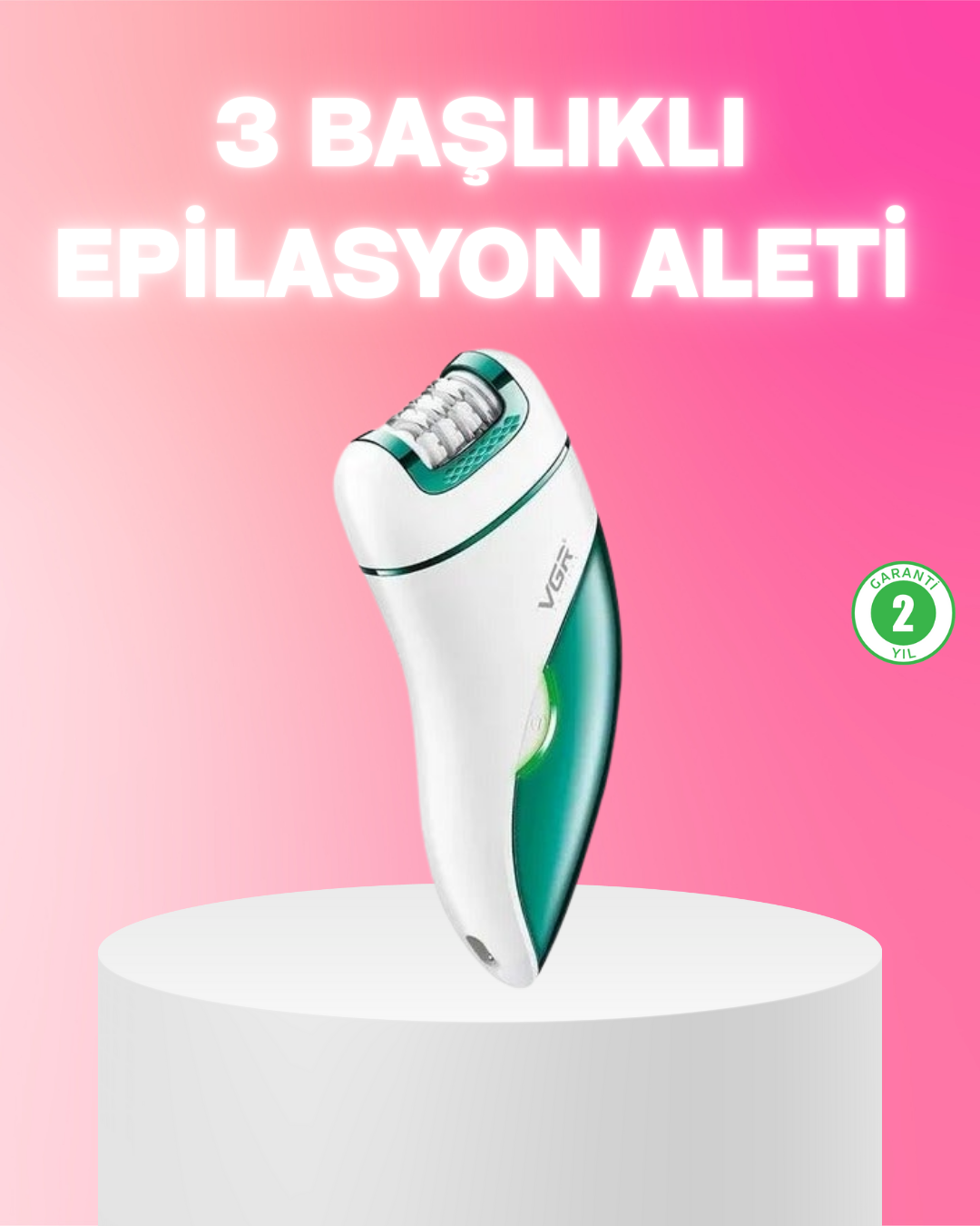 3 in 1 Epilatör Metal Başlıklı IPX5 Su Geçirmez 90 Dakika Şarjlı 