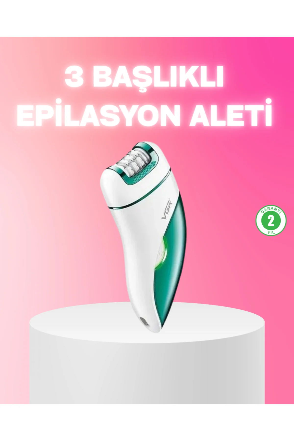 3 in 1 Epilatör Metal Başlıklı IPX5 Su Geçirmez 90 Dakika Şarjlı 