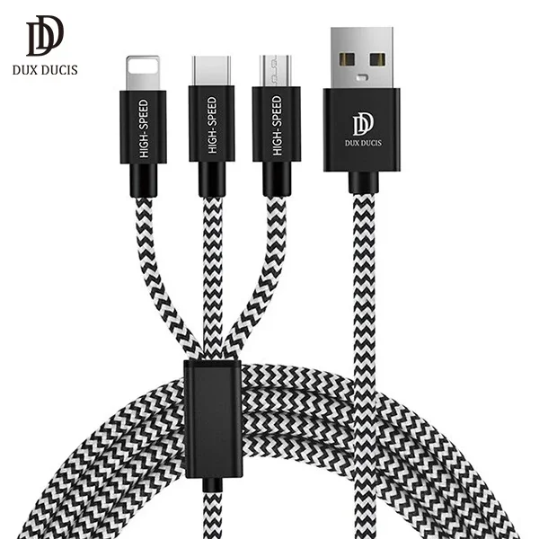 3 in 1 Hızlı Şarj Kablo - Tip C, iPhone ve Mikro USB Uyumlu - 120cm