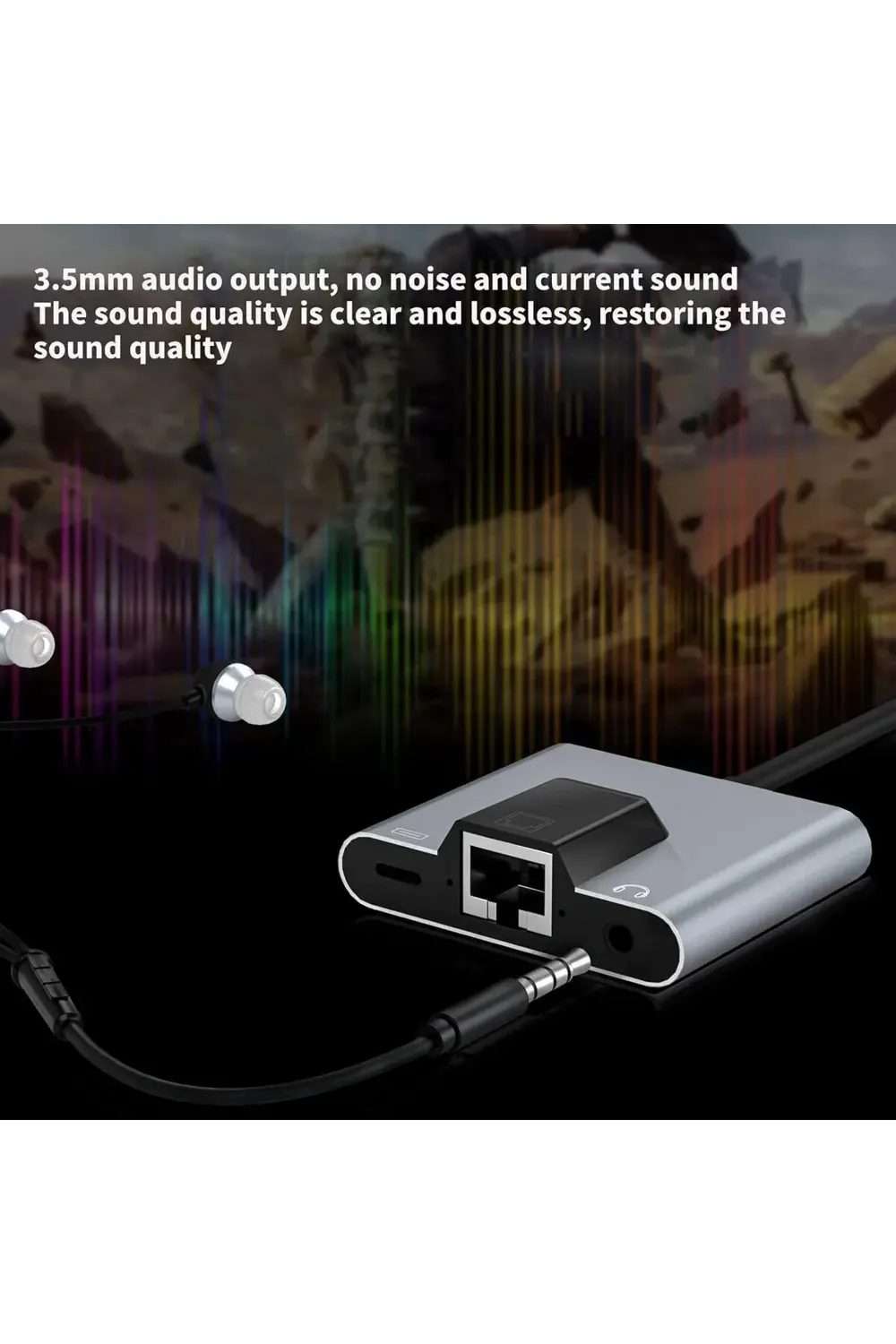3 in 1 Lightning & Type-C Ethernet Adaptörü – RJ45, AUX, Şarj Des 3 in 1 Lightning & Type-C Ethernet Adaptörü – RJ45, AUX, Şarj Des