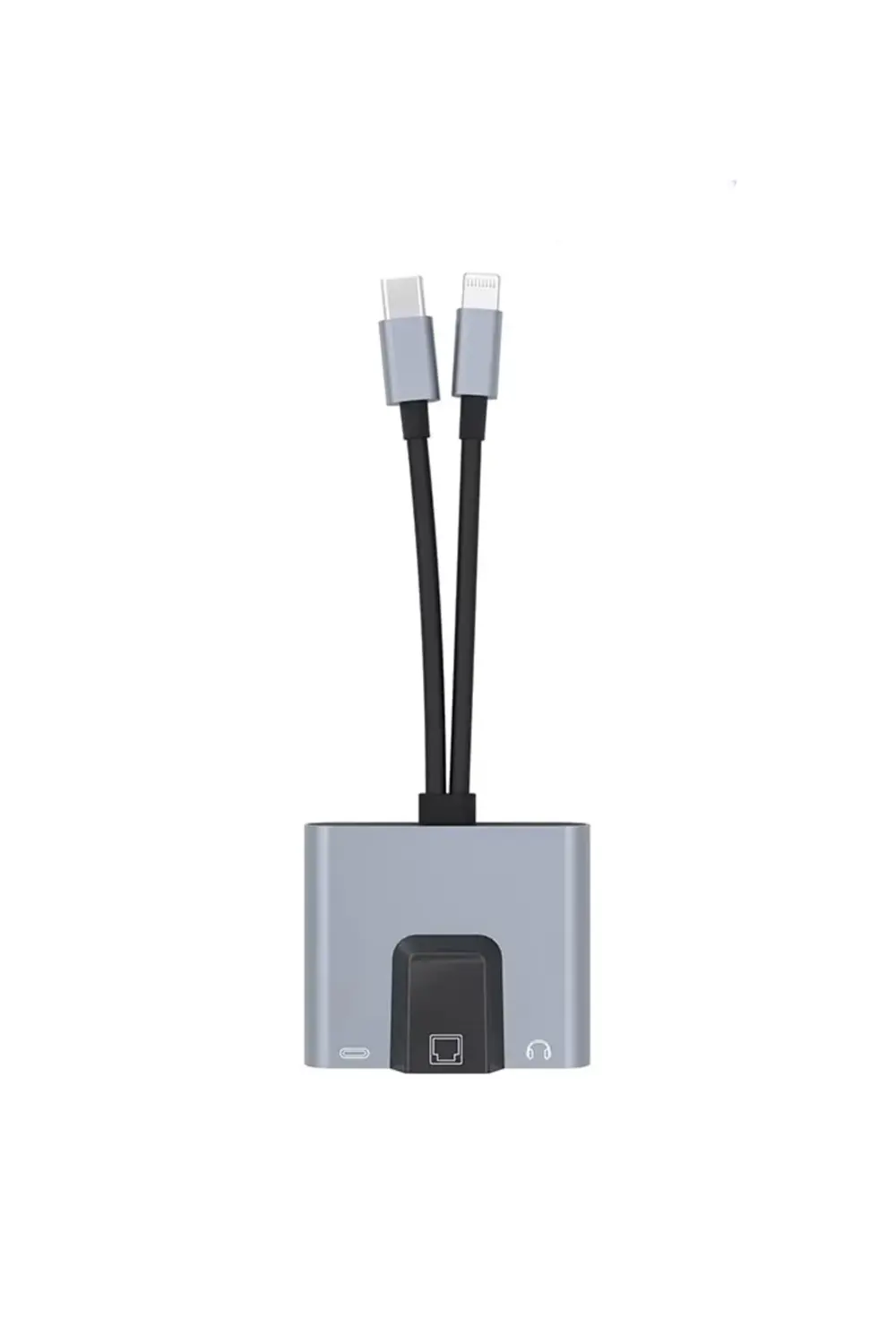 3 in 1 Lightning & Type-C Ethernet Adaptörü – RJ45, AUX, Şarj Des 3 in 1 Lightning & Type-C Ethernet Adaptörü – RJ45, AUX, Şarj Des