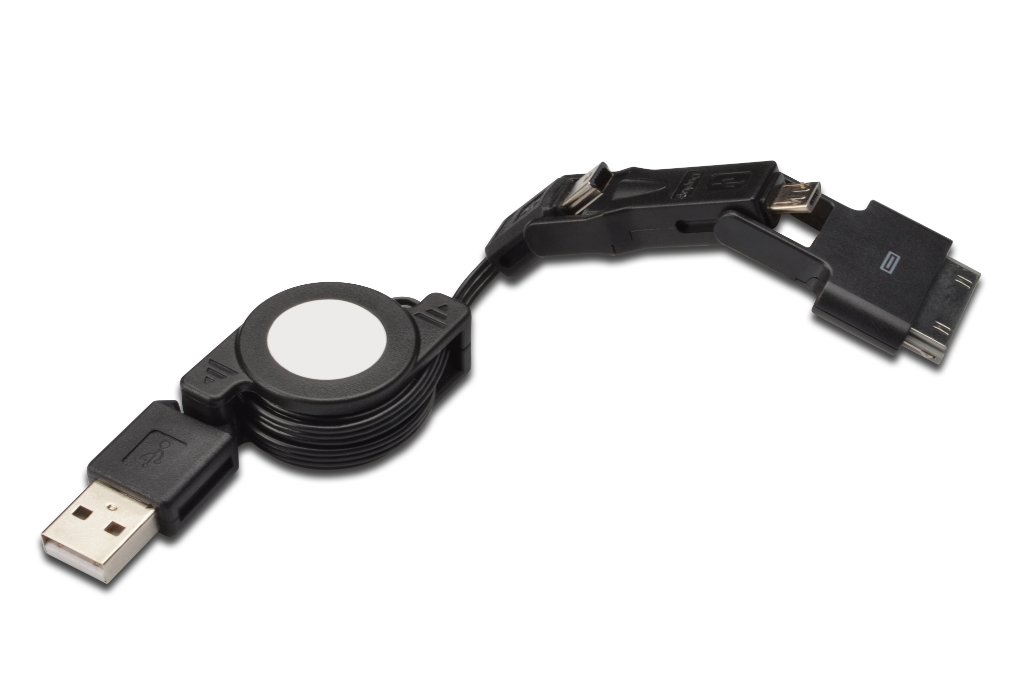 3 in 1 Makaralı Kablo, Samsung 30pin erkek  micro USB B erkek + m