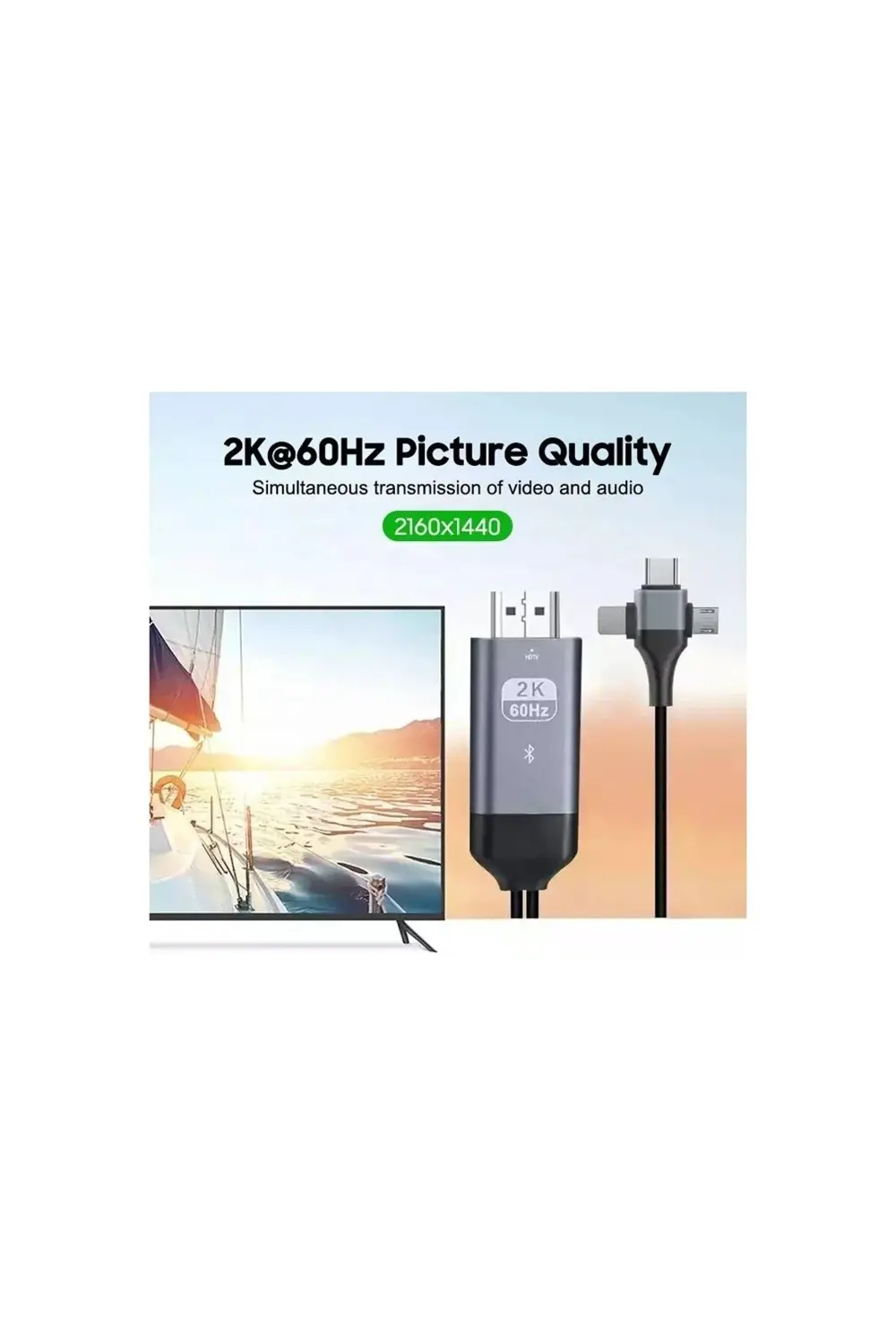 Pmr 3 İn 1 Phone To Hdmi Kablo – 2K 60Hz, 200Cm, Type-C, Lightning, M