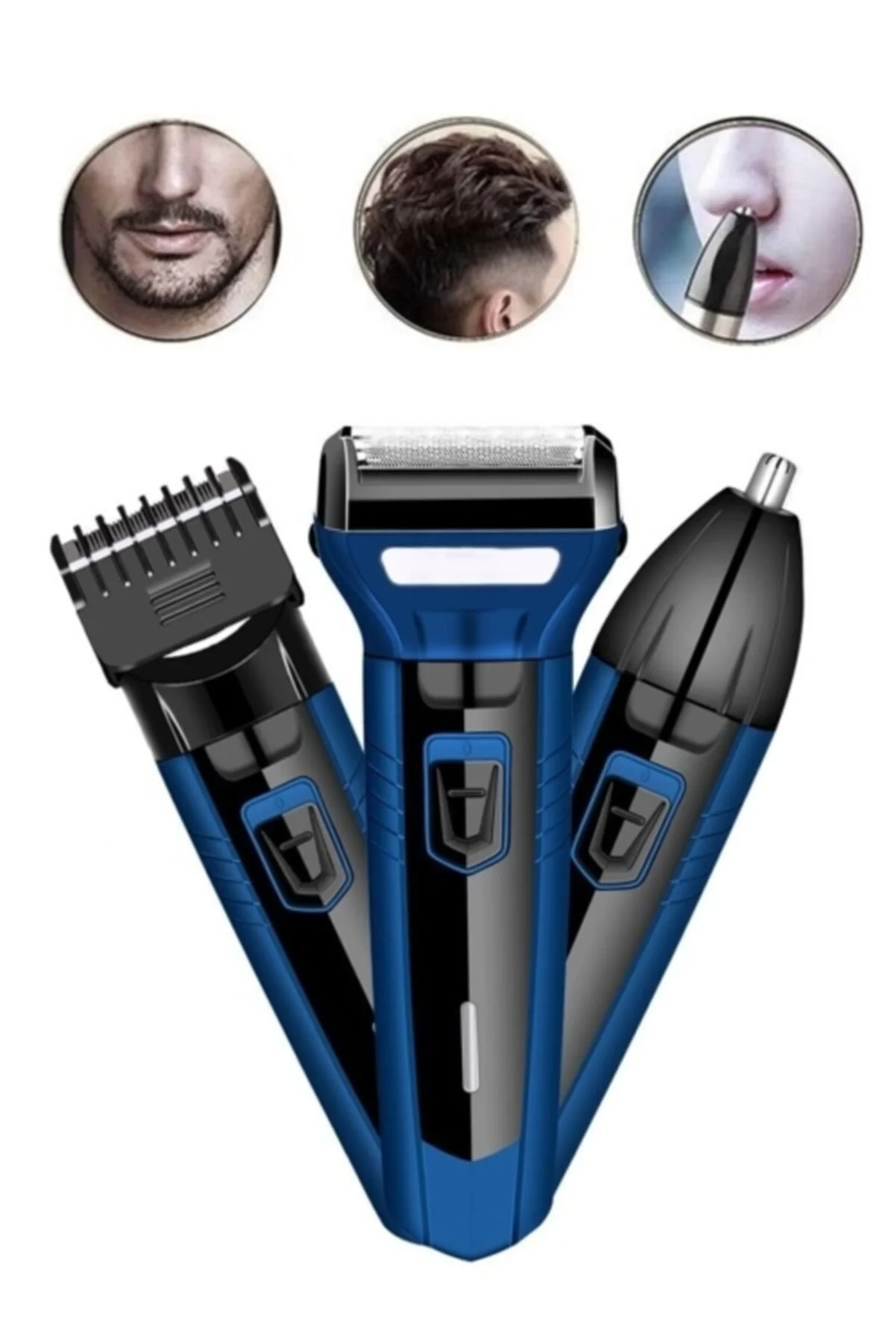3 in 1 Saç Sakal Kesme Ense Burun Tıraş Makinesi Seti 3 in 1 Saç Sakal Kesme Ense Burun Tıraş Makinesi Seti