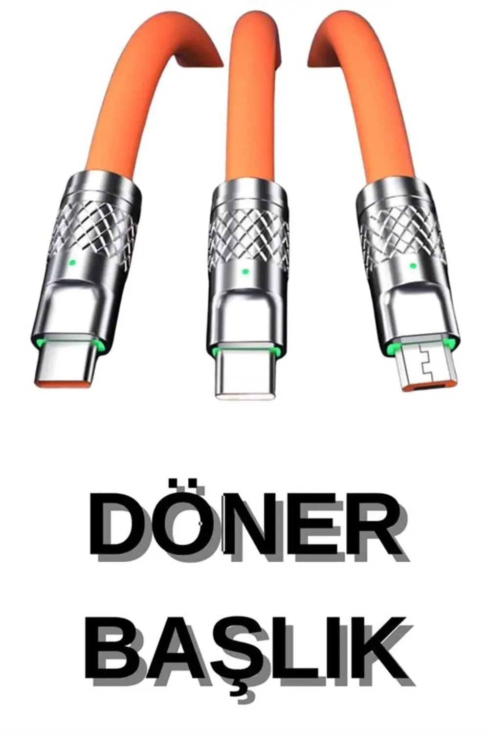 3 İn 1 Süper Hızlı Şarj Kablosu Android ve İOS Uyumlu Silikon Şar