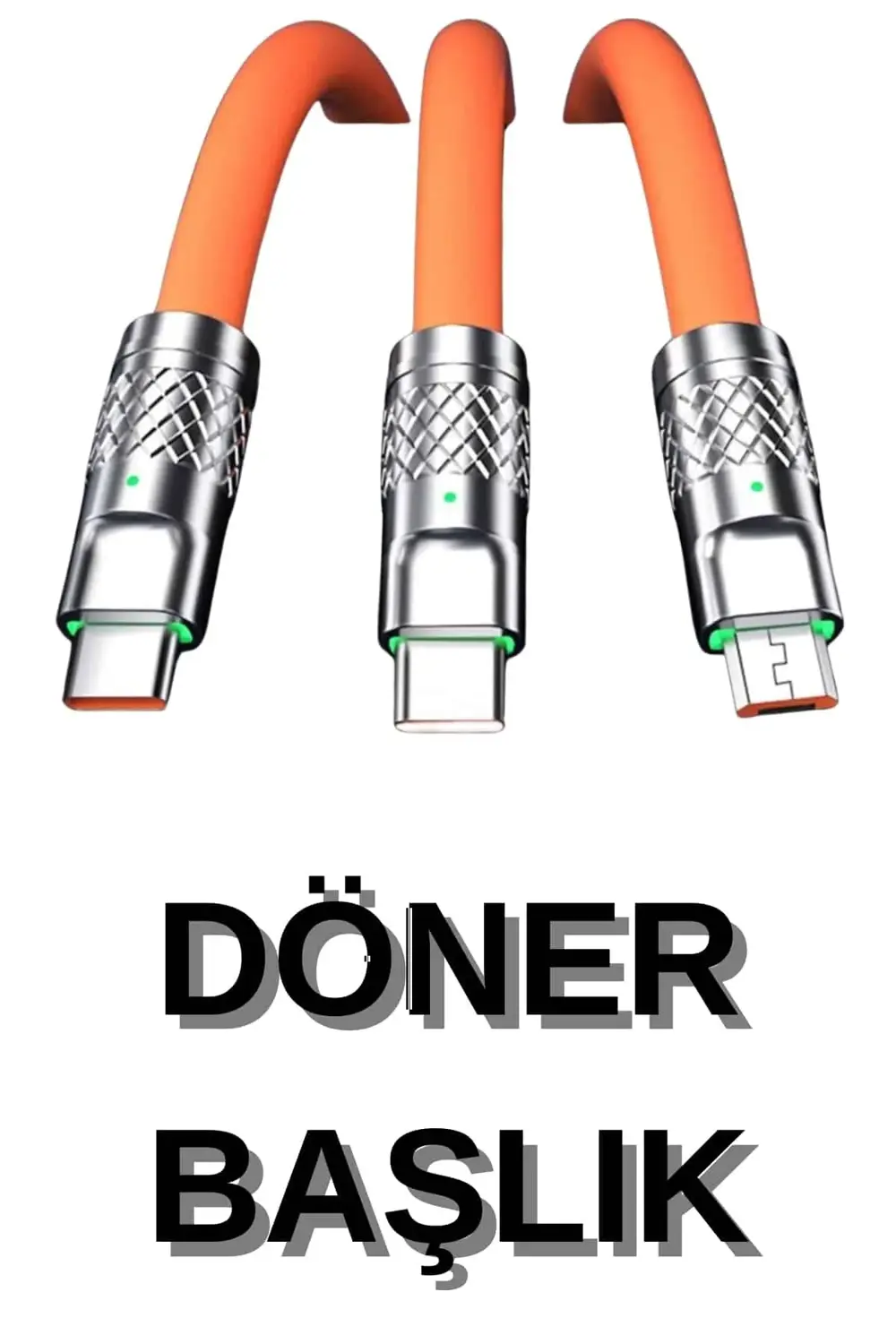 3 İn 1 Süper Hızlı Şarj Kablosu Android ve İOS Uyumlu Silikon Şar