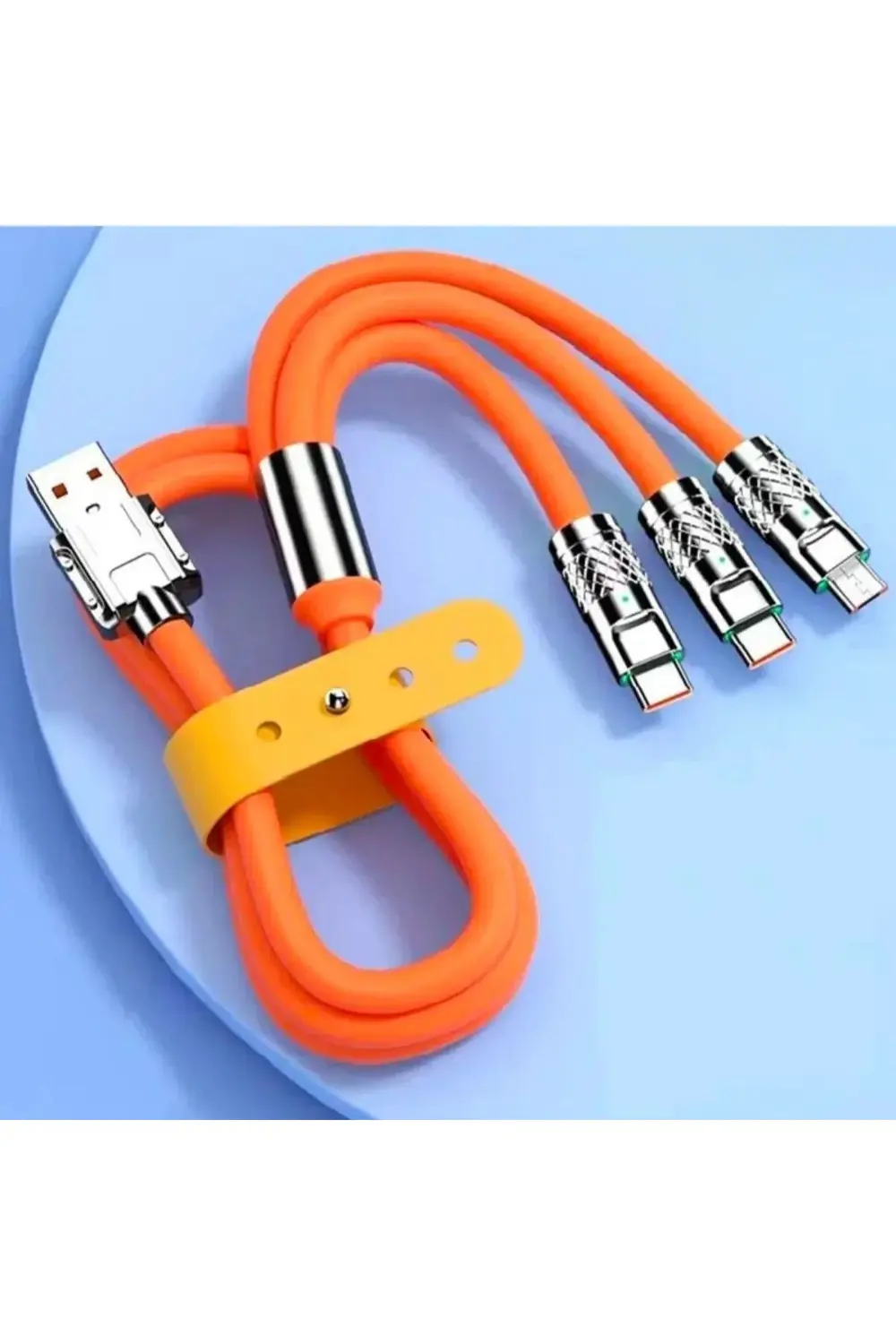 3 in 1 Type-C + Micro Usb + Lightning Hızlı Şarj Kablosu Silikon