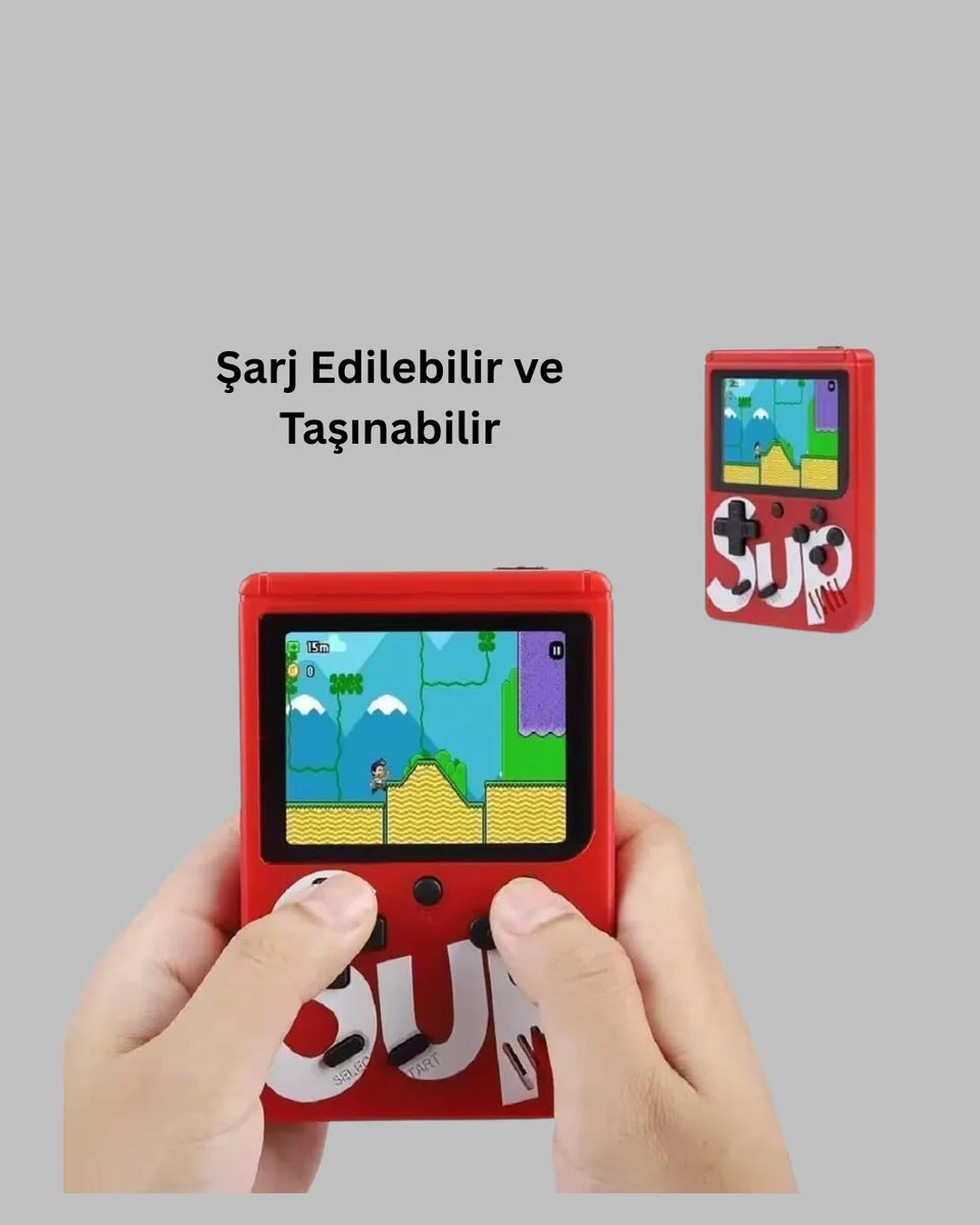 3 İnç Klasik Oyunlu El Konsolu - 400 Oyunlu Retro Şarjlı Cihaz