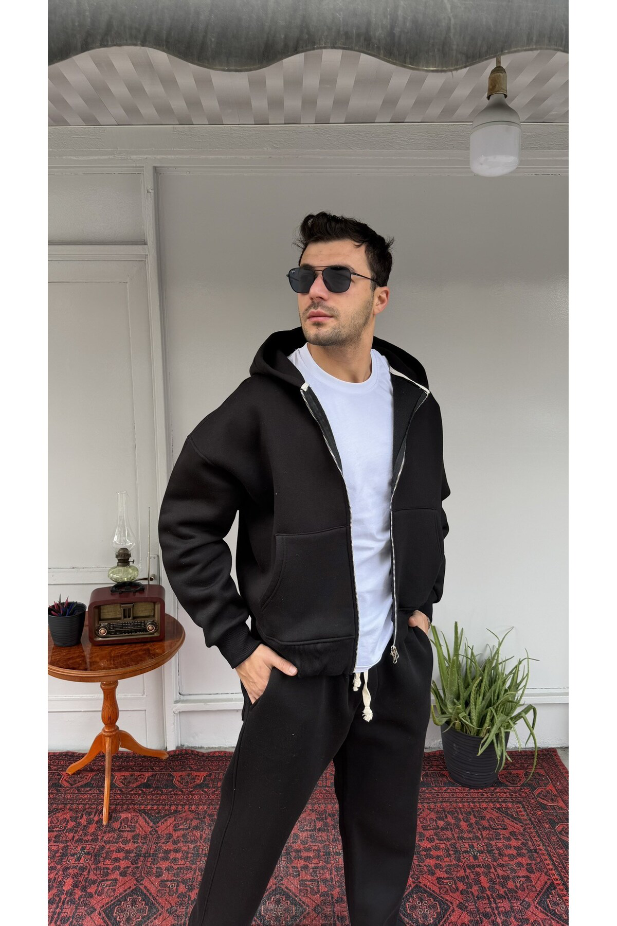 3 İplik Şardonlu Kapüşonlu Ceket