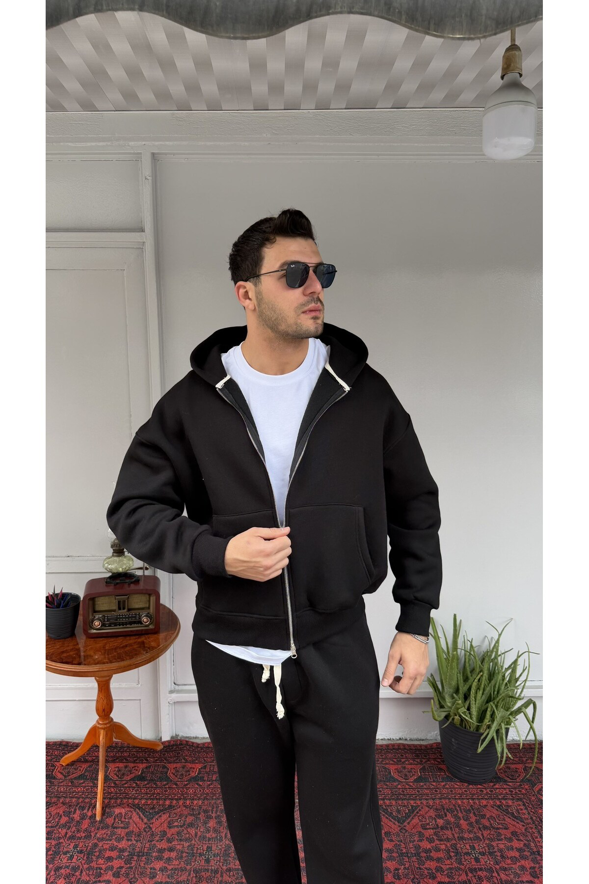 3 İplik Şardonlu Kapüşonlu Ceket