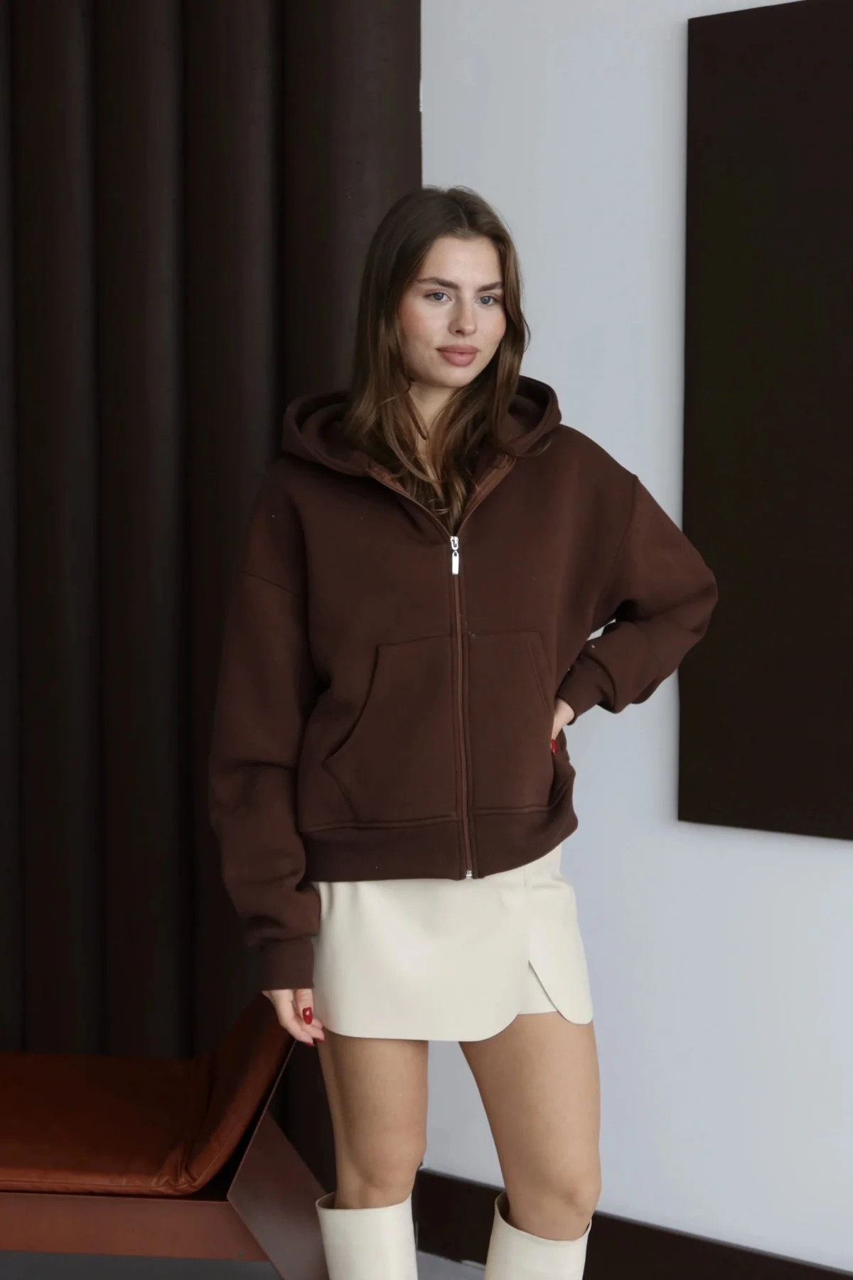 3 iplik şardonlu kapşonlu hoodie frm kahve p510437 3 iplik şardonlu kapşonlu hoodie frm kahve p510437