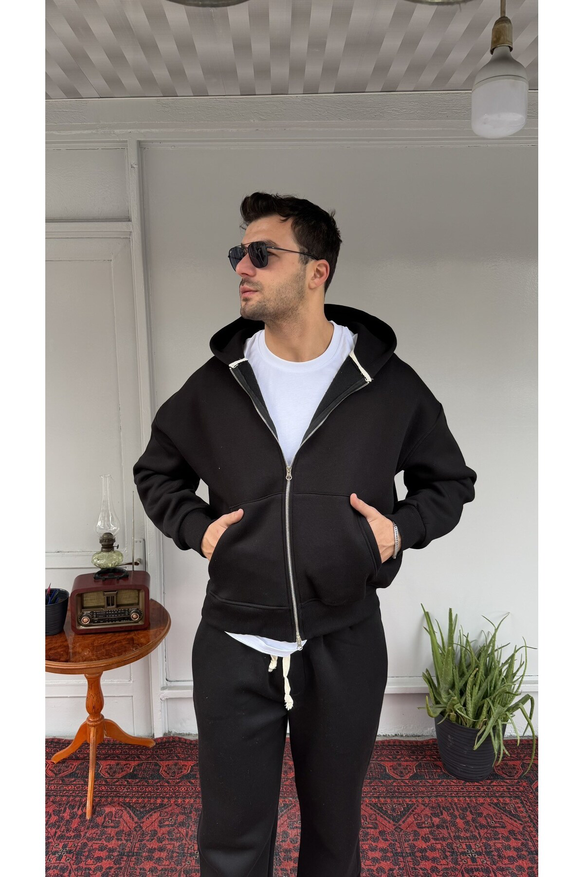 3 İplik Şardonlu Kapüşonlu Ceket