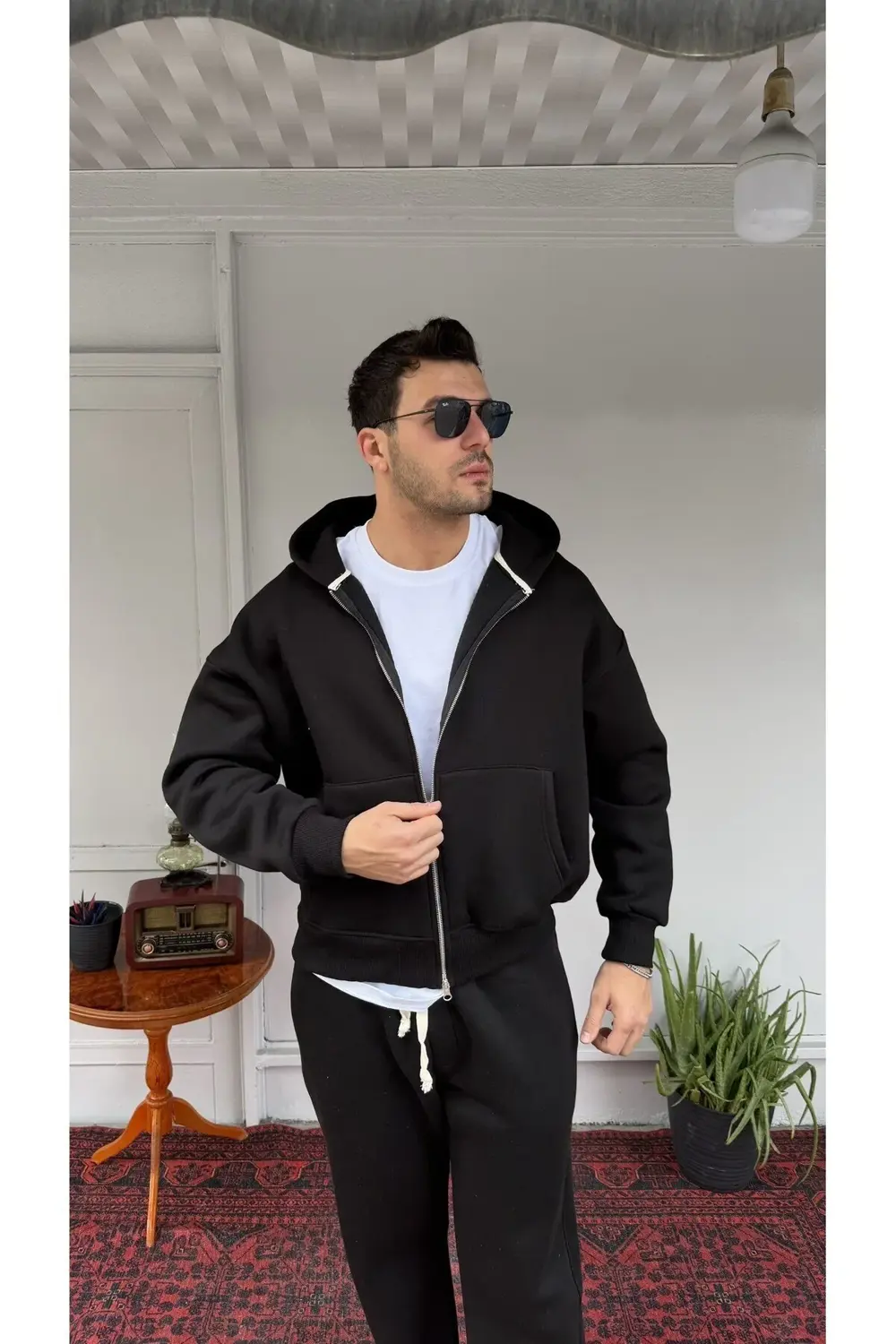 3 İplik Şardonlu Kapüşonlu Ceket