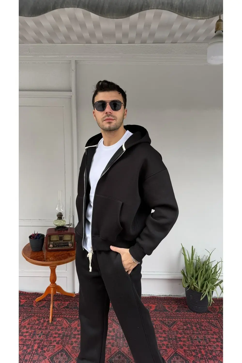 3 İplik Şardonlu Kapüşonlu Ceket