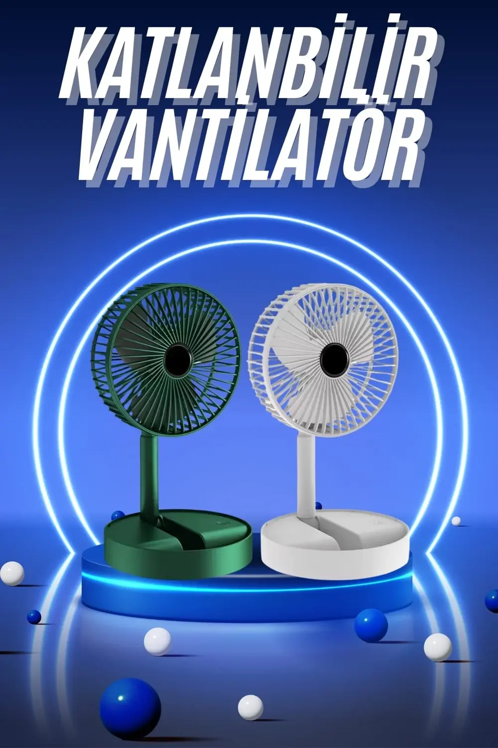 3 Kademe Hız Ayarlı Vantilatör Telefon Standlı Şarjlı Katlanabili