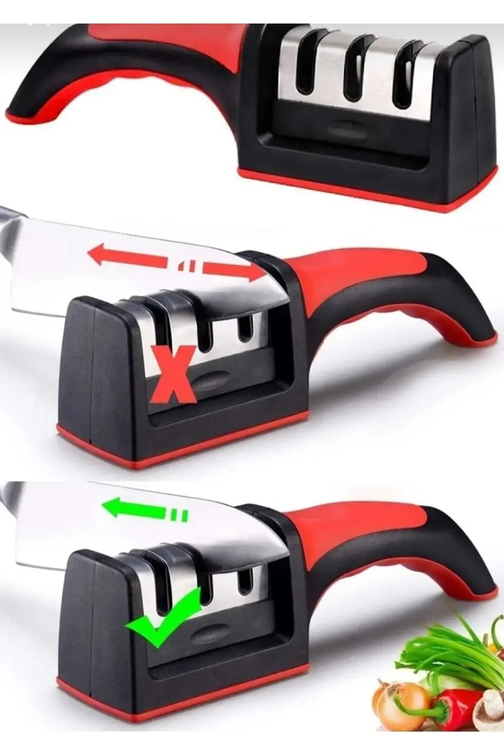 3 Kademeli Bıçak Bileme Aleti 3 Açılı Bıçak Bileme