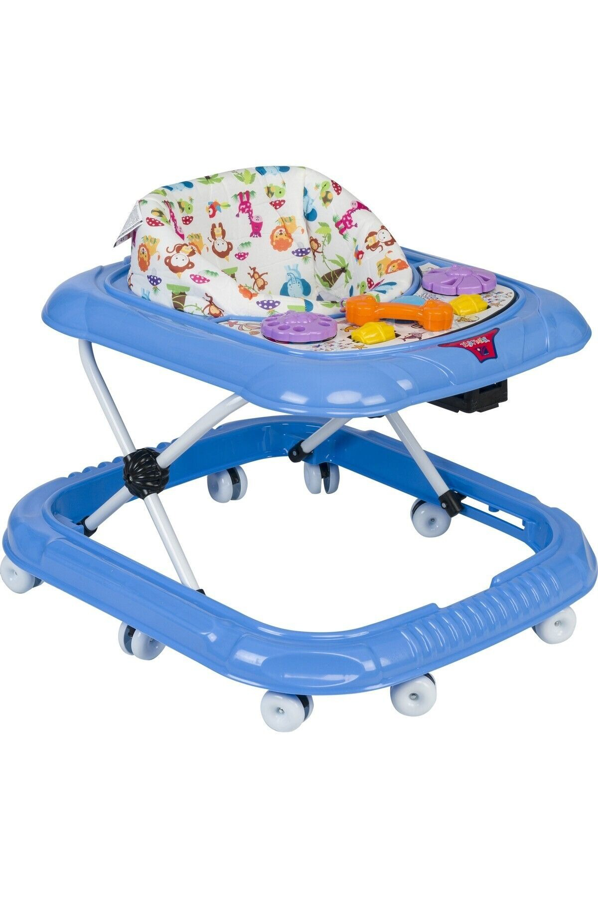 Oyuncak Store 3 Kademeli Lüx Balıklı Bebek Yürüteç 10 Teker Mavi Oyuncaklı Deng