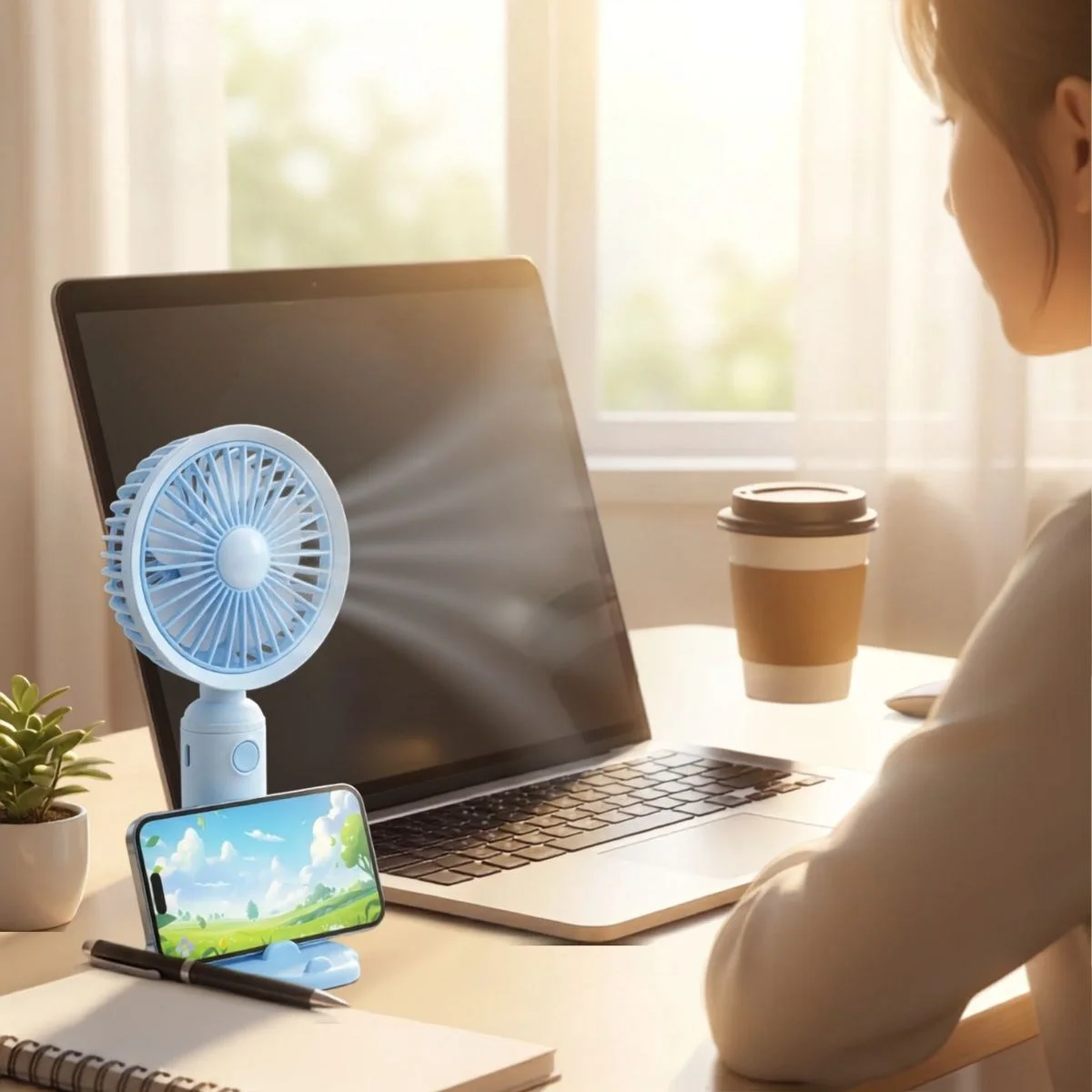 3 Kademeli Masaüstü Fan – Telefon Tutuculu Özellikli Standlı Elde Taşınabilir Mini Fan EKL29 3 Kademeli Masaüstü Fan – Telefon Tutuculu Özellikli Standlı Elde Taşınabilir Mini Fan EKL29