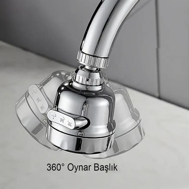3 Kademeli Tasarruflu Musluk Başlığı 360 Derece (4741)