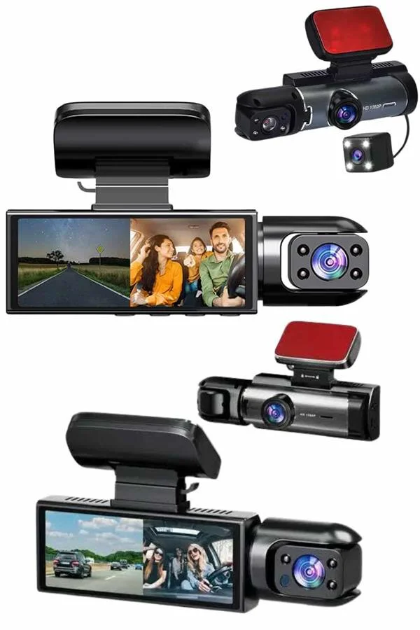 3 Kamera Sürüş Kamerası | Ön Arka G-Sensor | 1080P Full HD Çift Kamera