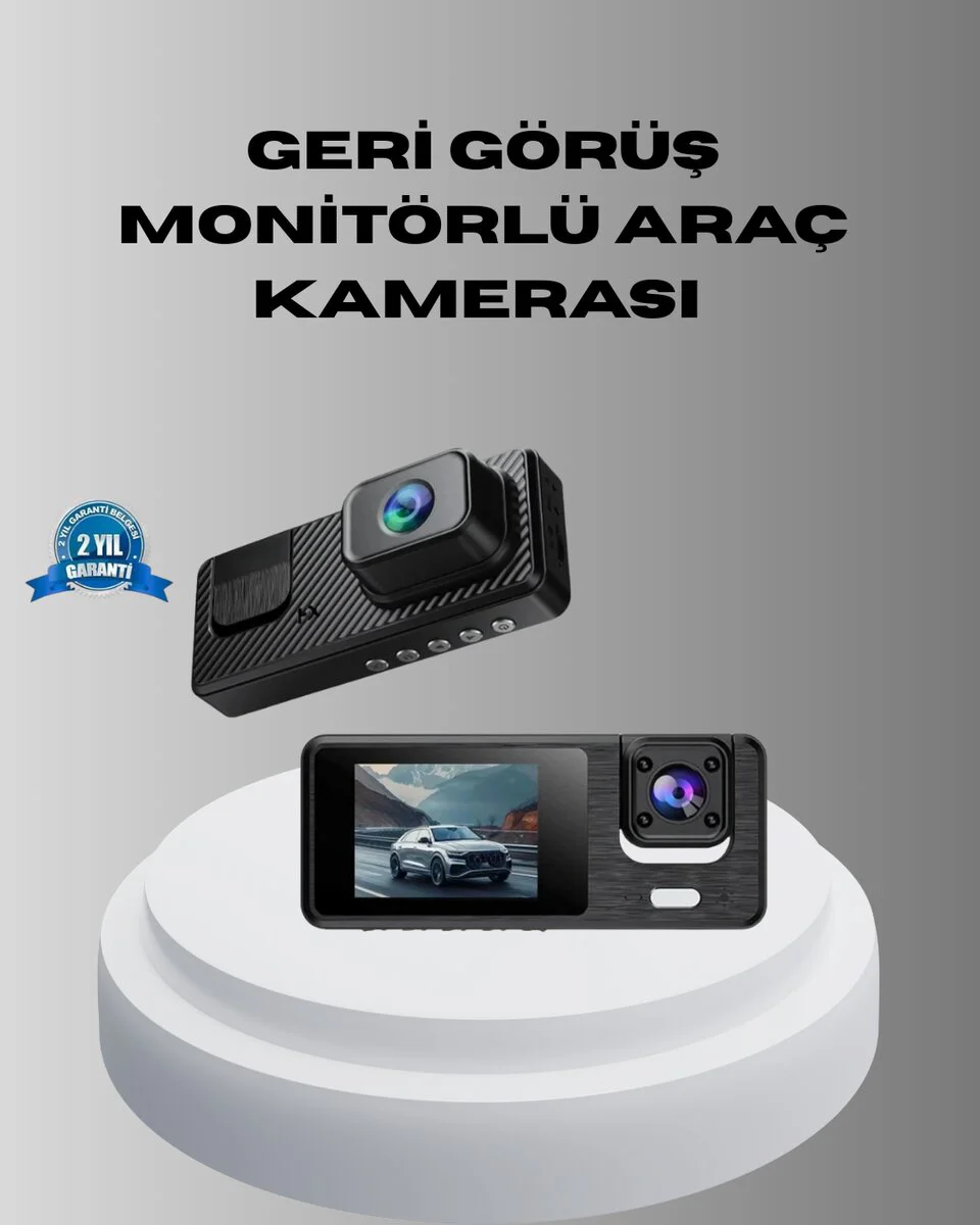 3 Kameralı 1080P Araç Kayıt Cihazı - Park Modlu Ön & Arka Kamera + 2’’ Ekran