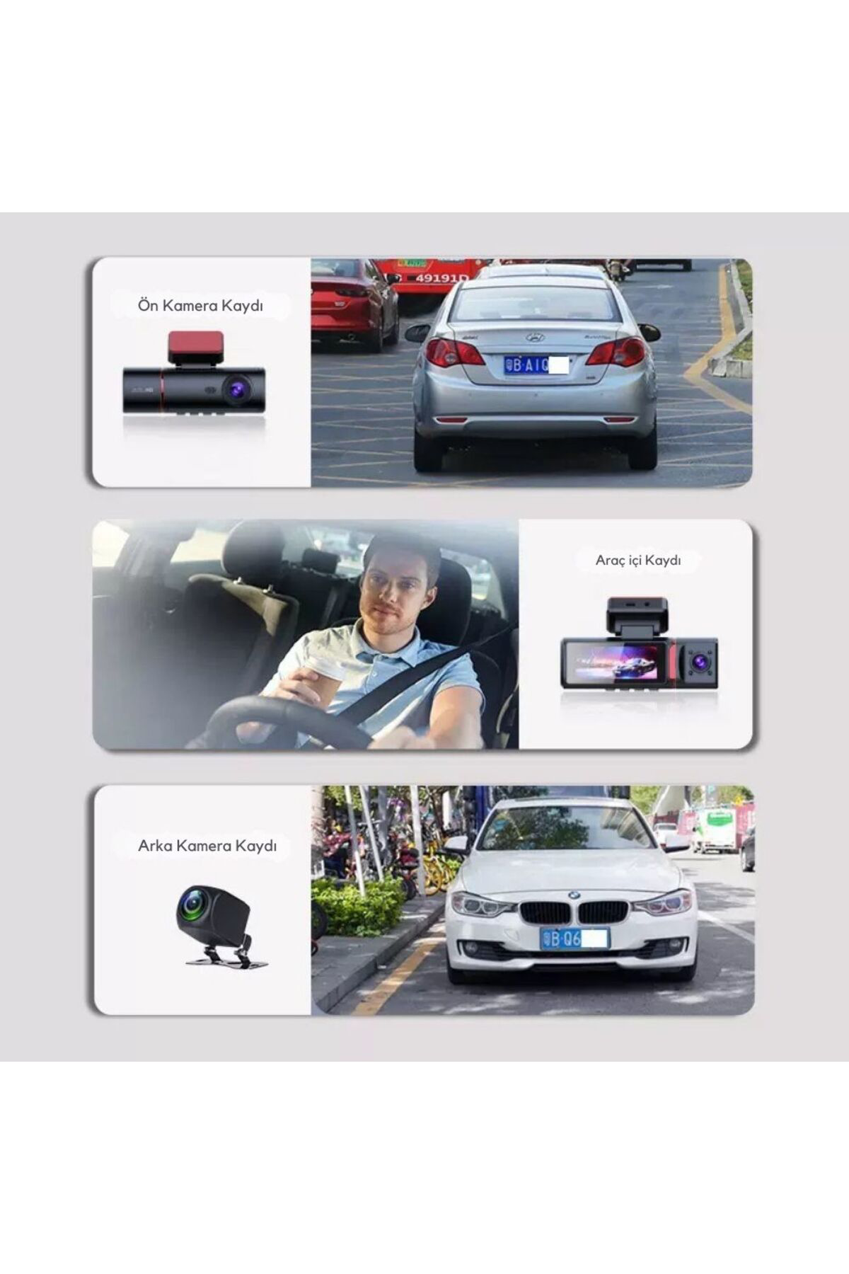 Navistar 3 Kameralı 4K Ultra Hd Ön, İç Ve Arka Wifi Gps G-Sensör Park Modu