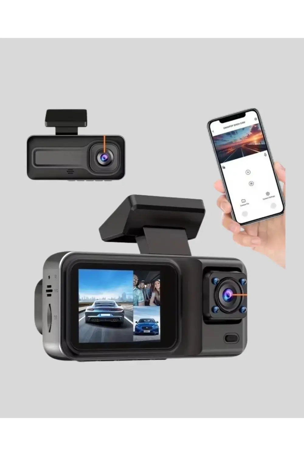 3 Kameralı Araç DVR 1080P Ön + HD Arka + İç Kamera Döngü Kayıt 2’