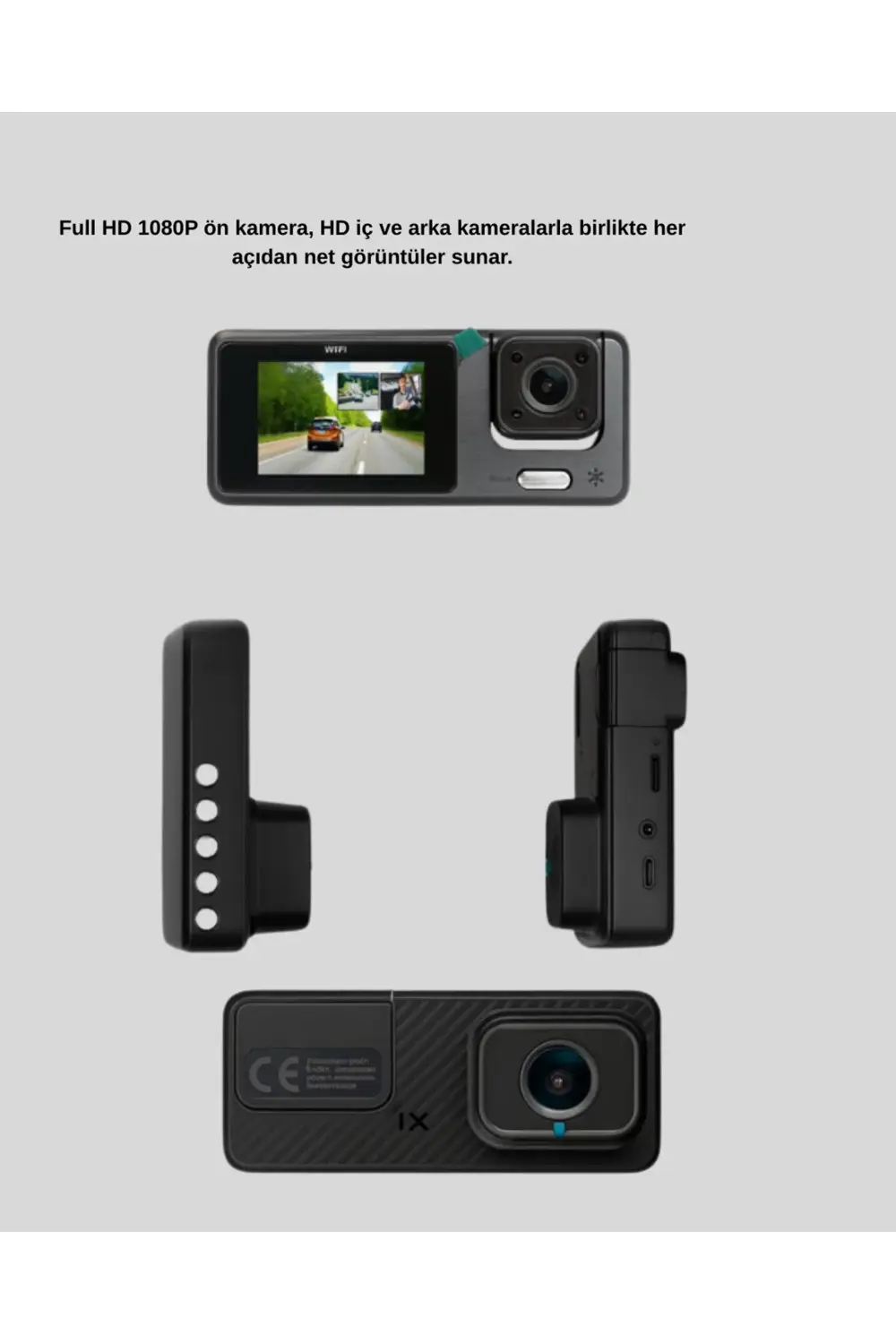 3 Kameralı Araç DVR 1080P Ön + HD Arka + İç Kamera Döngü Kayıt 2’