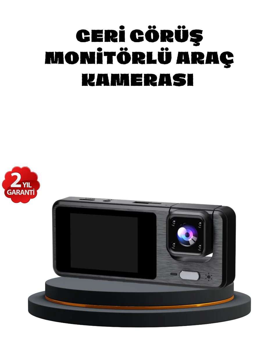 3 Kameralı Araç DVR 1080P Ön + HD Arka + İç Kamera Döngü Kayıt 2’’ Ekran - Gelişmiş Güvenlik Sistemi