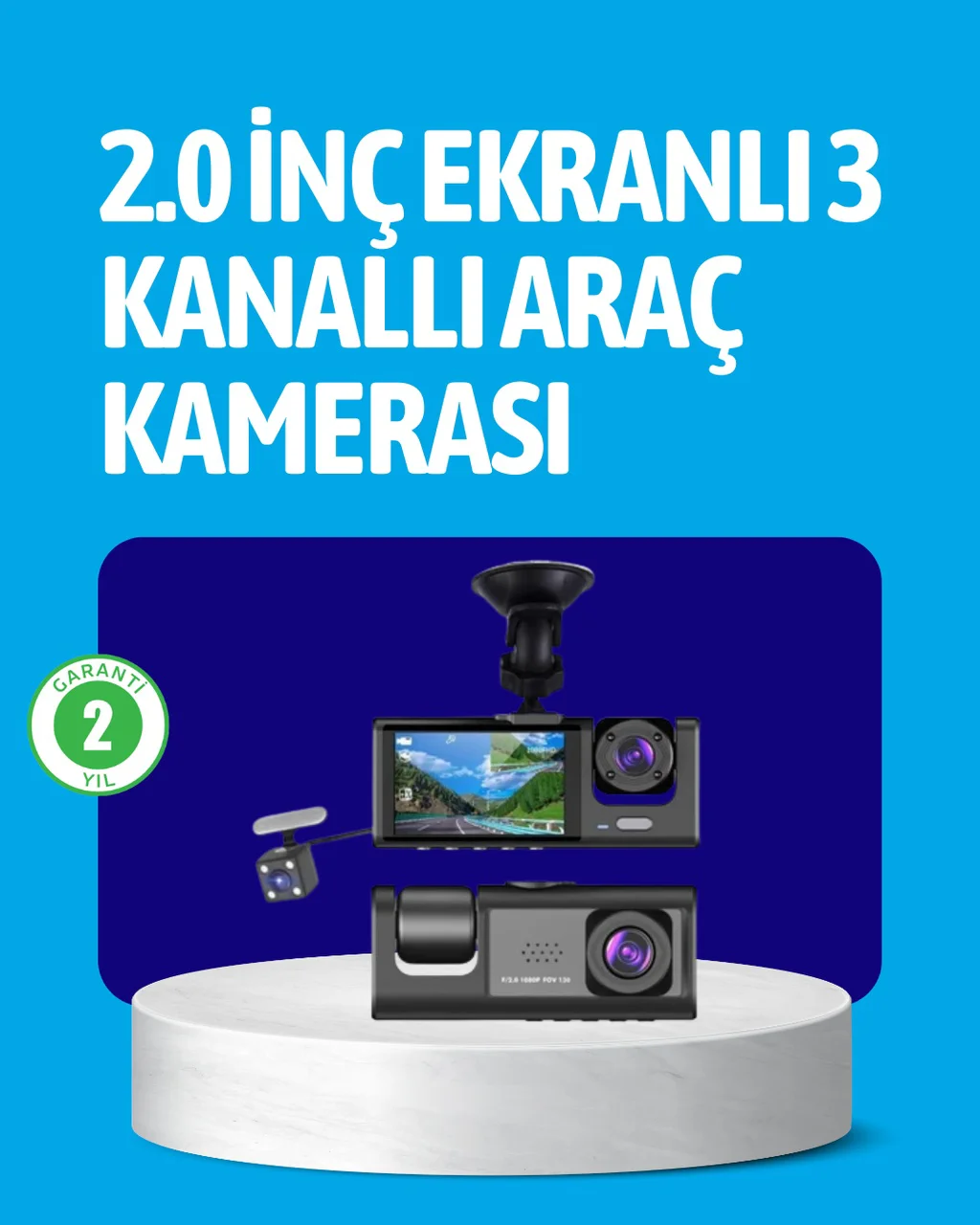 3 Kameralı Araç İçi Kayıt Cihazı Suya Ve Toza Dayanıklı Tasarım
