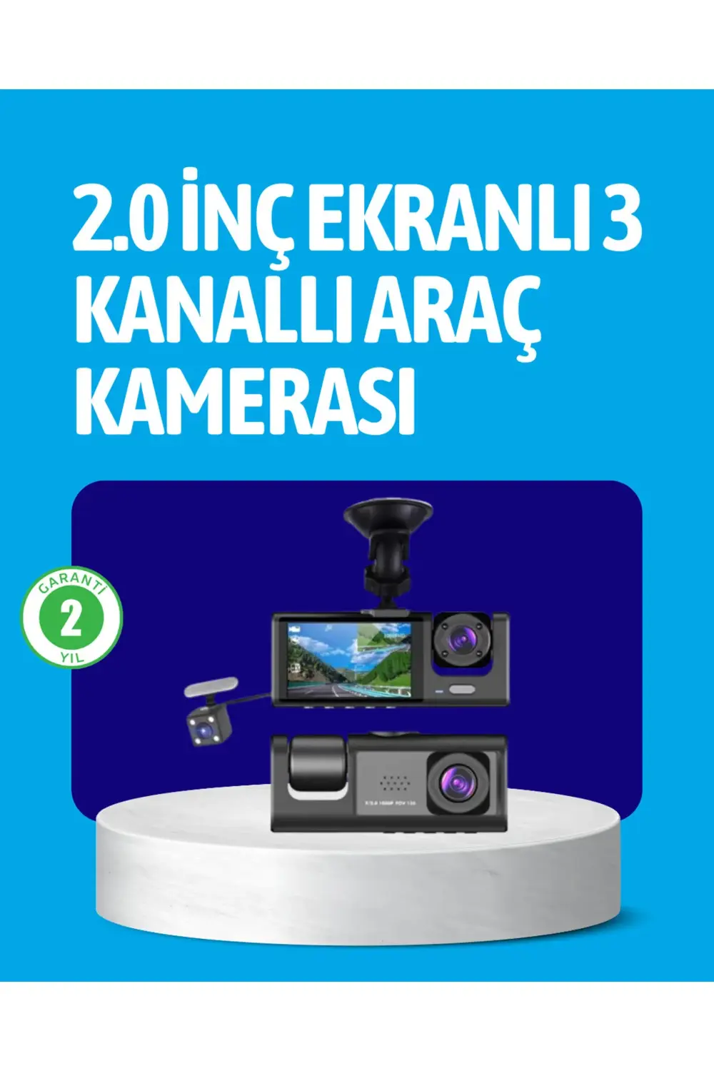 3 Kameralı Araç İçi Kayıt Cihazı Suya ve Toza Dayanıklı Tasarım