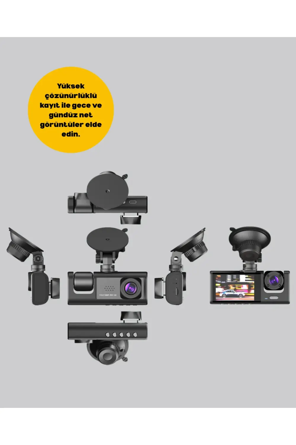 3 Kameralı Araç İçi Kayıt Cihazı Suya ve Toza Dayanıklı Tasarım