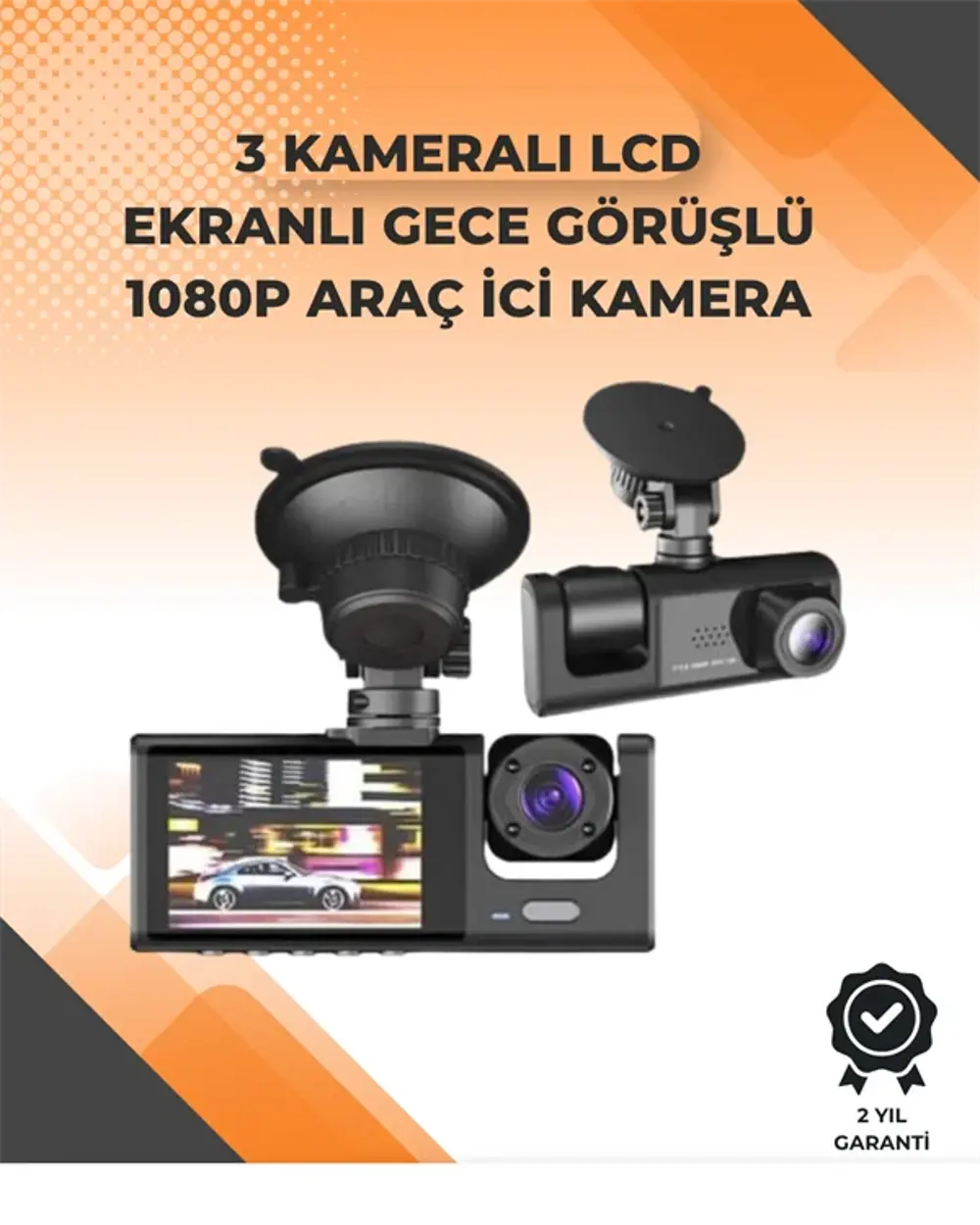 3 Kameralı Dashcam Sistem – Geri Görüş Yardımı, Park Koruması ve