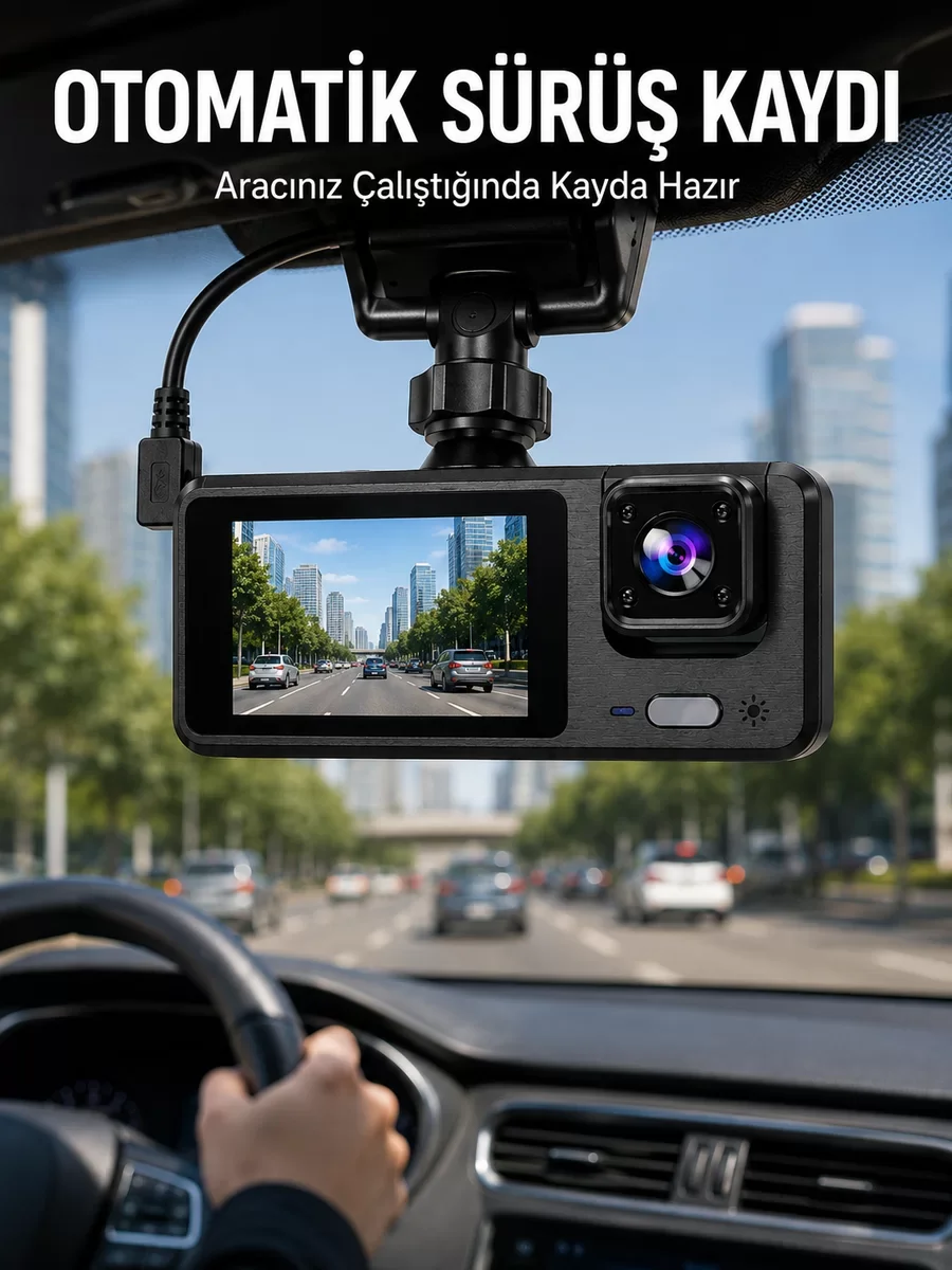 3 Kameralı DVR Araç Kamerası – Tam Güvenlik Tam Kapsama Yeni Nesil