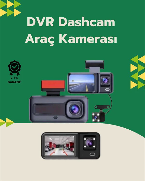 3 Kameralı Full HD Araç Güvenlik Sistemi - 1080p Ön, 720p İç & Arka Kamera