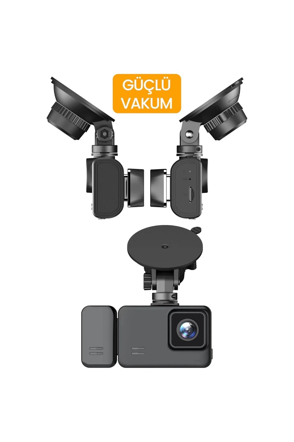 3 Kameralı Wifi Ekran Araç Kamerası FullHD Geniş Ön + Arka + Araç
