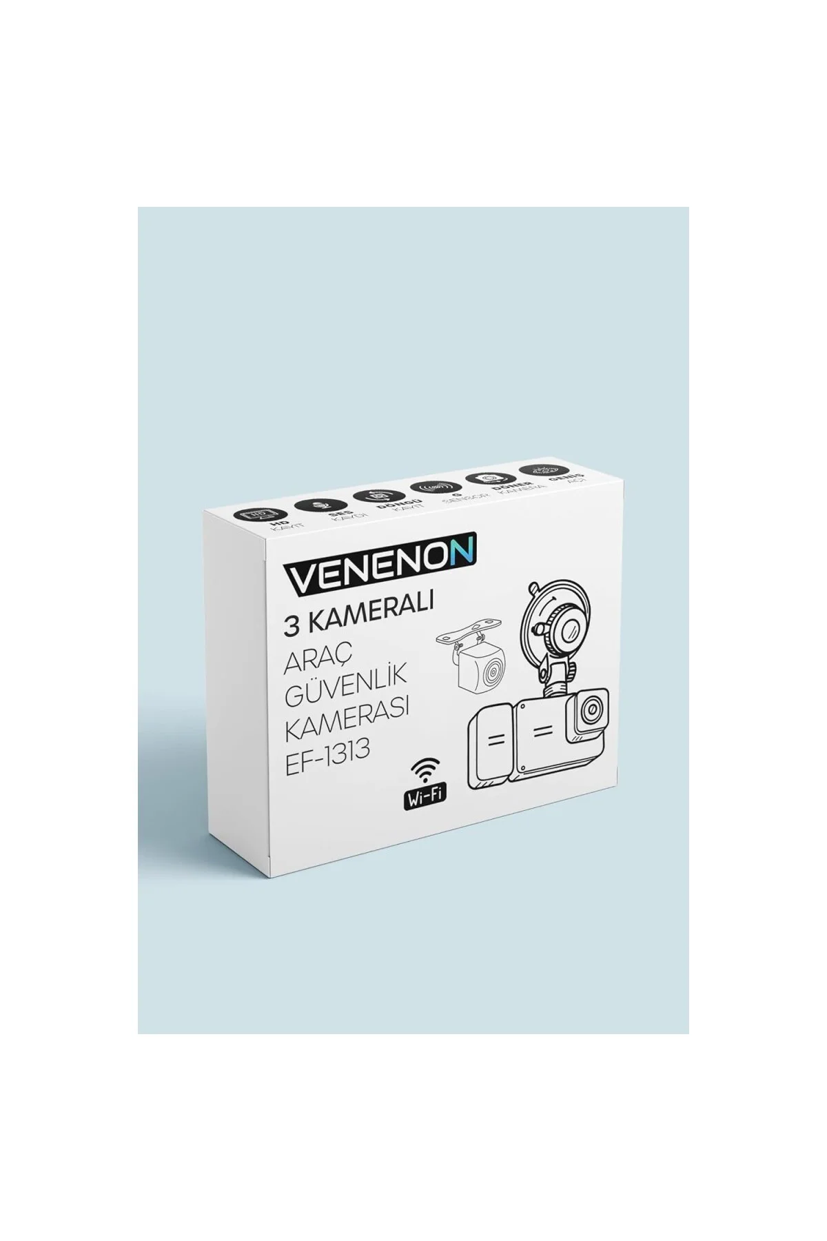 3 Kameralı Wifi Ekran Araç Kamerası FullHD Geniş Ön + Arka + Araç