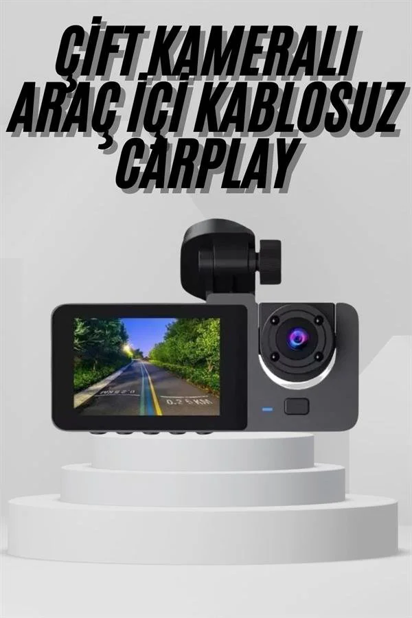 3 Kameralı Yol Kayıt Cihazı HD DVR Ön İç Arka Kamera 2.0" Ekranlı Sürücü Güvenliği