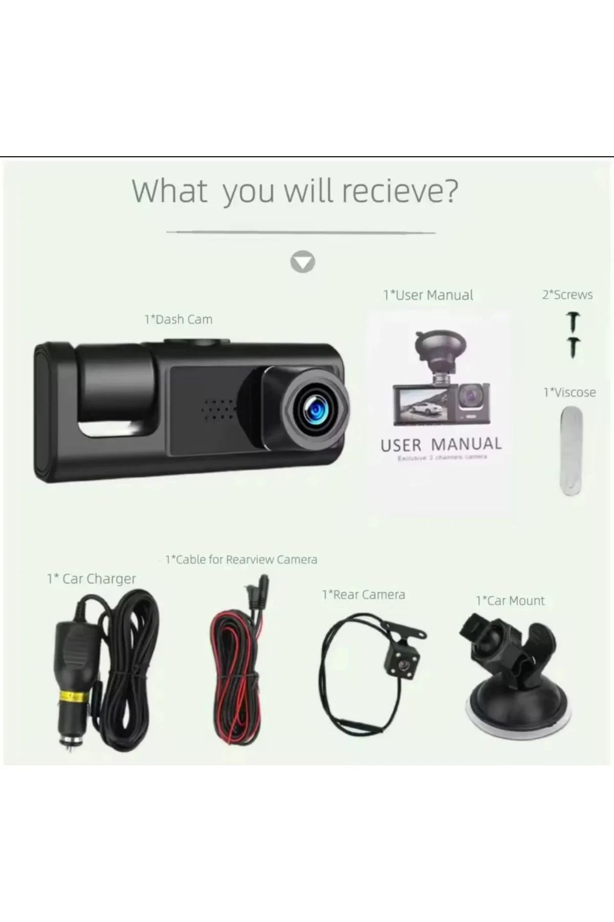 3 Kanal Araba DVR HD 1080P 3 Lensli Araç İçi KameraÜç Yönlü Kamera DVR araç kamera