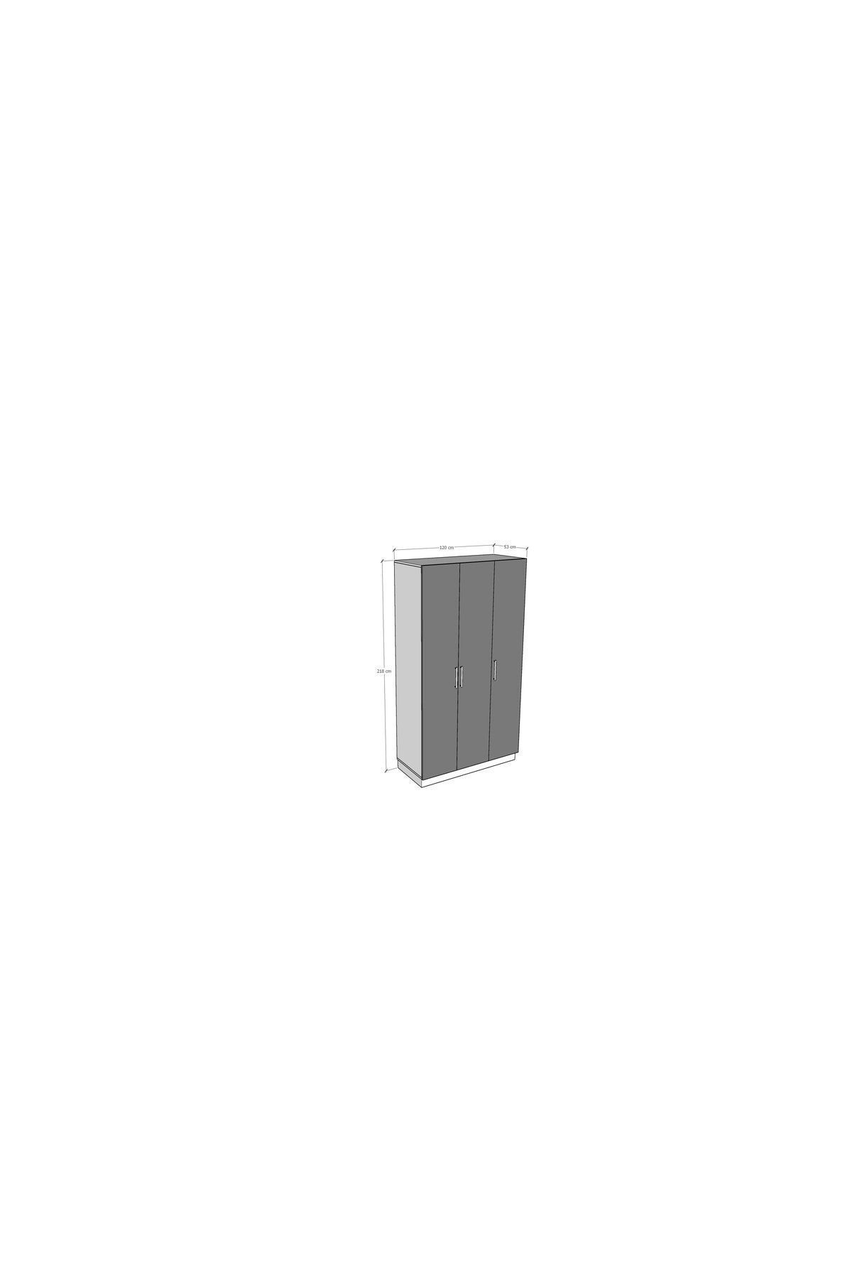 Asra Trend 3 Kapakli Gardrop 120Cm G-01 Safir Meşe