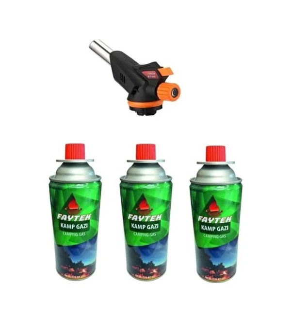 3 Kartuşlu Çakmak Pürmüz Seti - Turbo Tourch Kamp Piknik Pürmüz Seti Lisinya Diğer