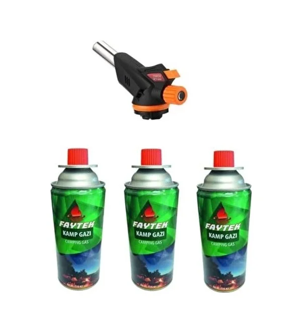 3 Kartuşlu Çakmak Pürmüz Seti - Turbo Tourch Kamp Piknik Pürmüz Seti
