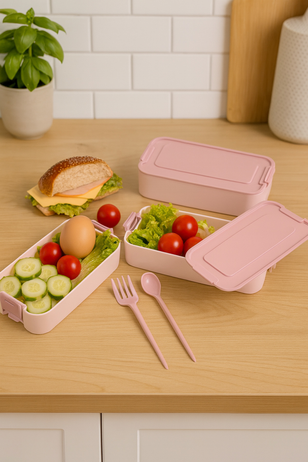 Pazar Kapısı 3 Katlı Beslenme Kutusu Yemek Taşıma Kabı Kaşık - Çatallı Sefer T