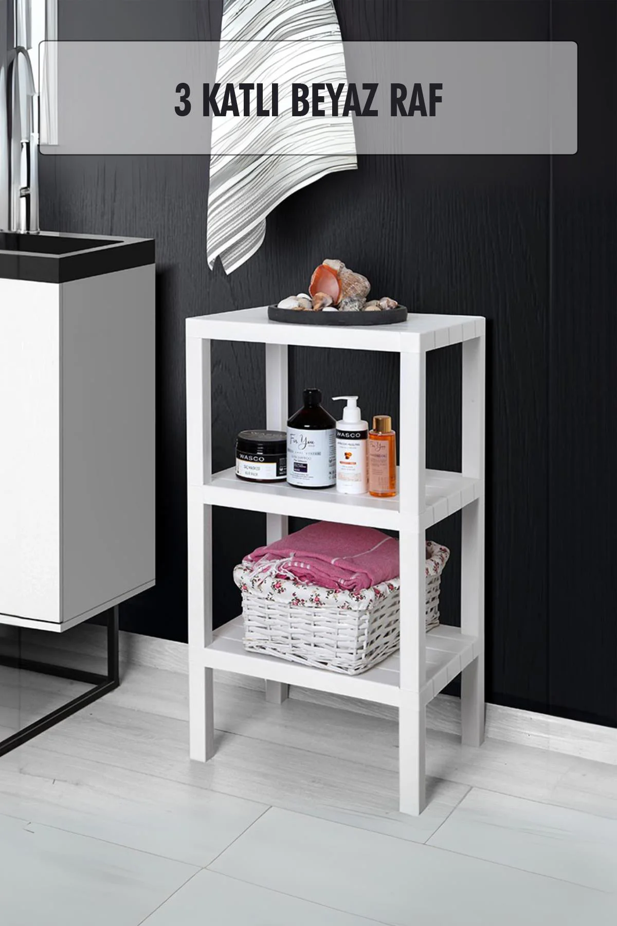 3 Katlı Beyaz Raf Kitaplık &amp; Banyo Düzenleyicisi 73,5 cm